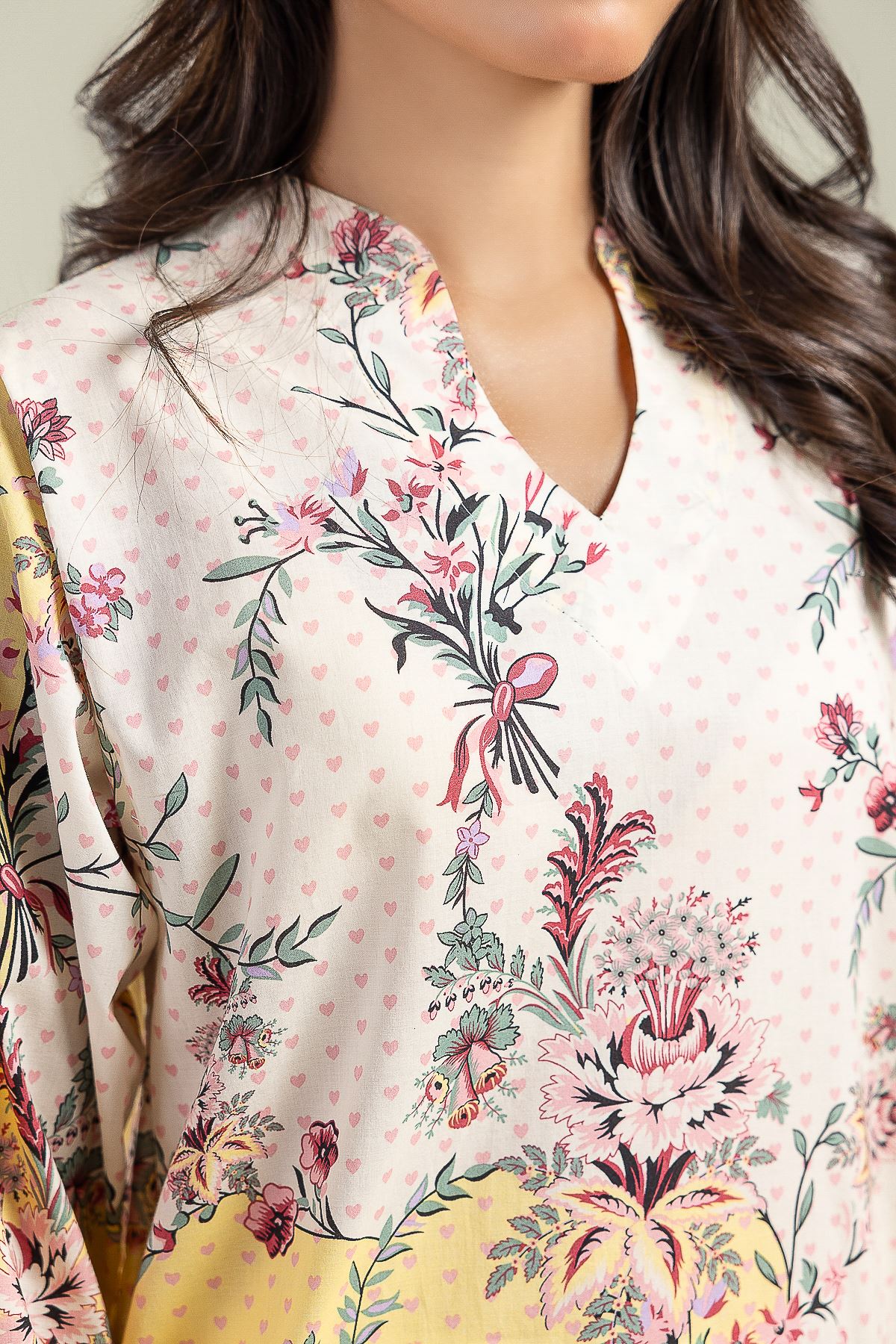 Printed Cambric Short Floral Kurta - 1-26-201-A-A-VG