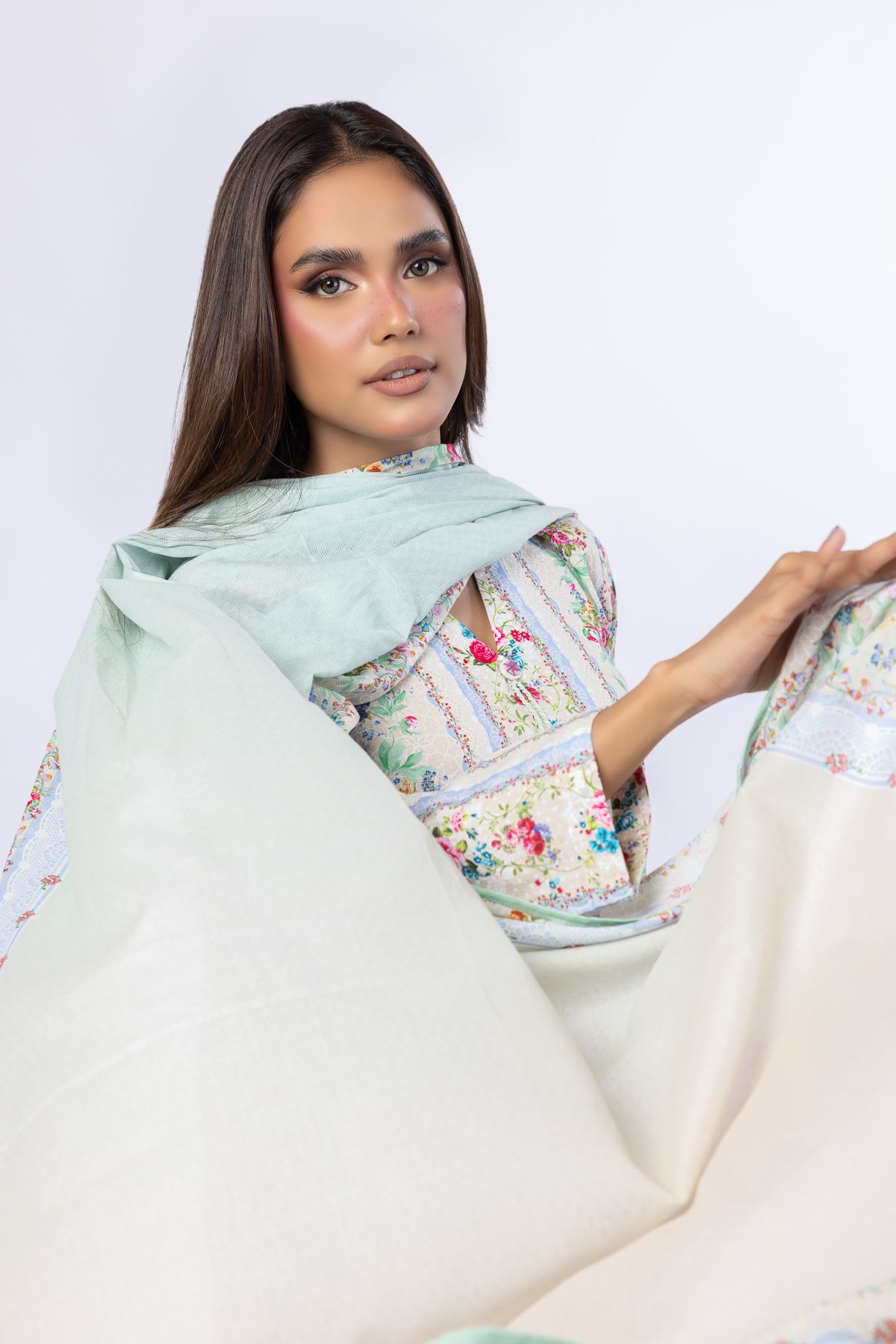 Printed Cotton Square Dupatta - 25-08-8E5-04TA-VG