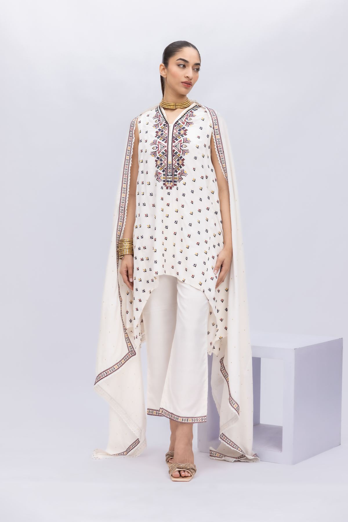 Embroidered Russian Raw Silk Kurta - 25-09-11W3-02SA-VG