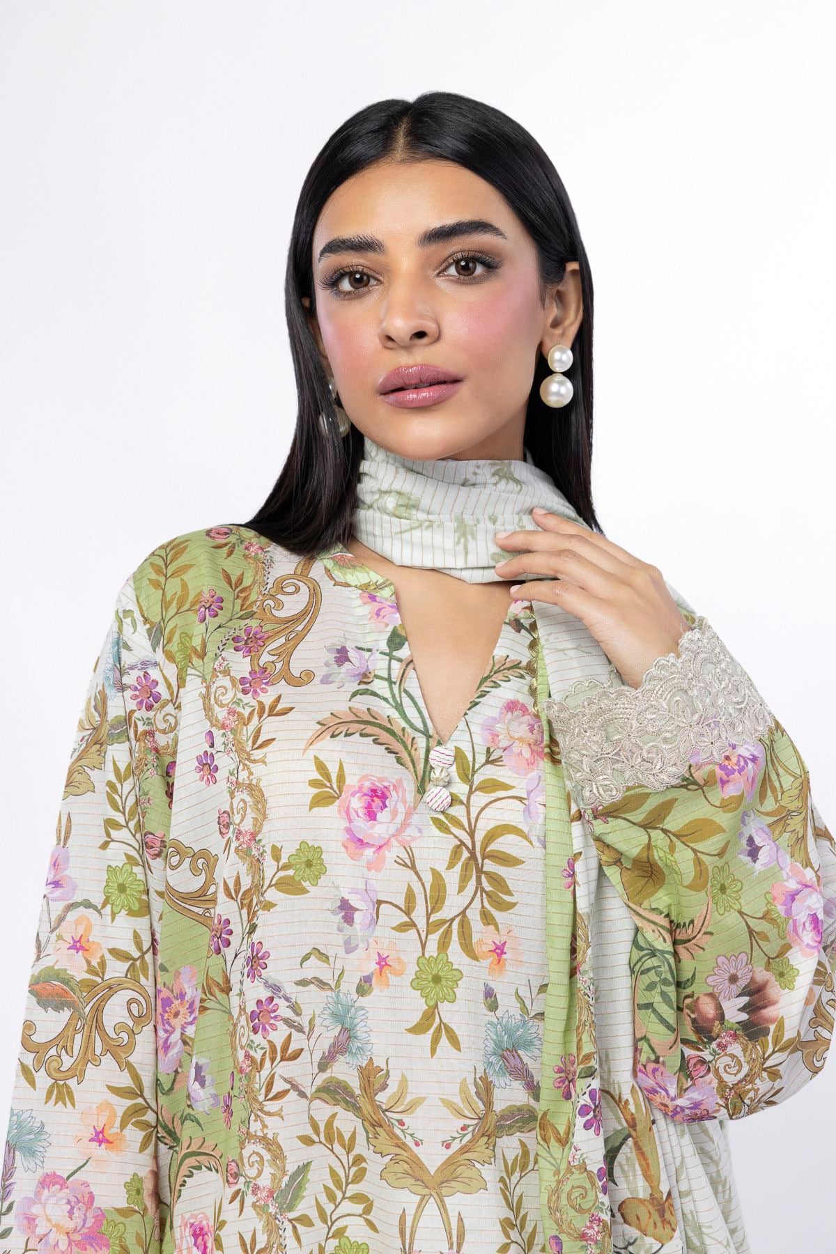 Embroidered Messuri Fabrics 3 Piece - CA02A-VG