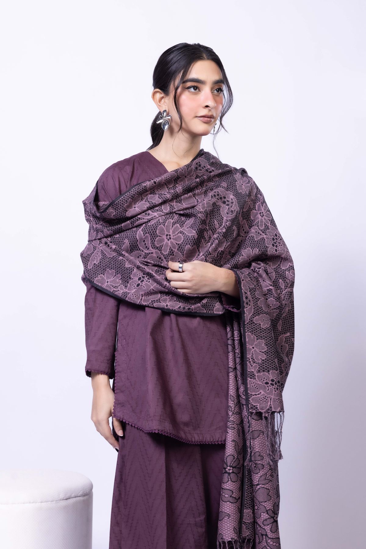 Dyed Acrylic Jacquard Shawl - 25-09-11E11-10TA-VG