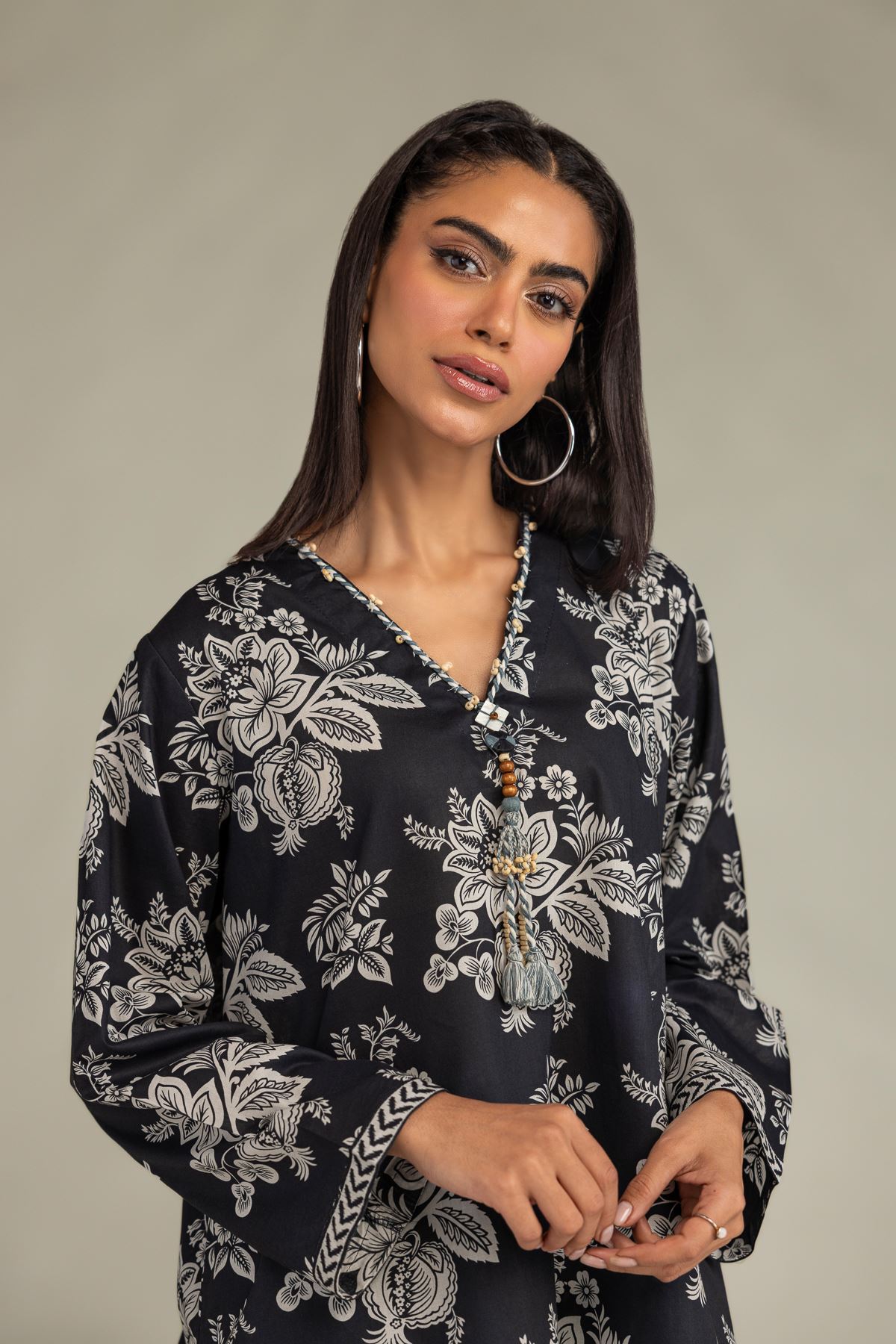 Printed Cambric Black Cambric Kurta - 2-26-308-A-G1-VG