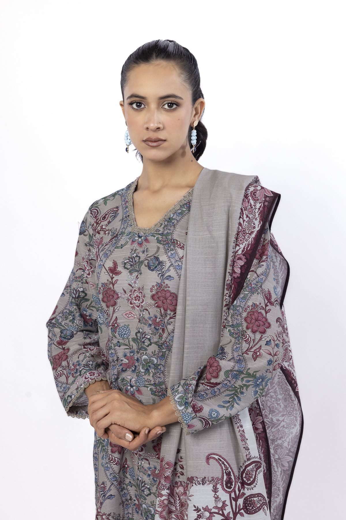 Embroidered Light Khaddar Tailored 3 Piece - MT15AST-VG