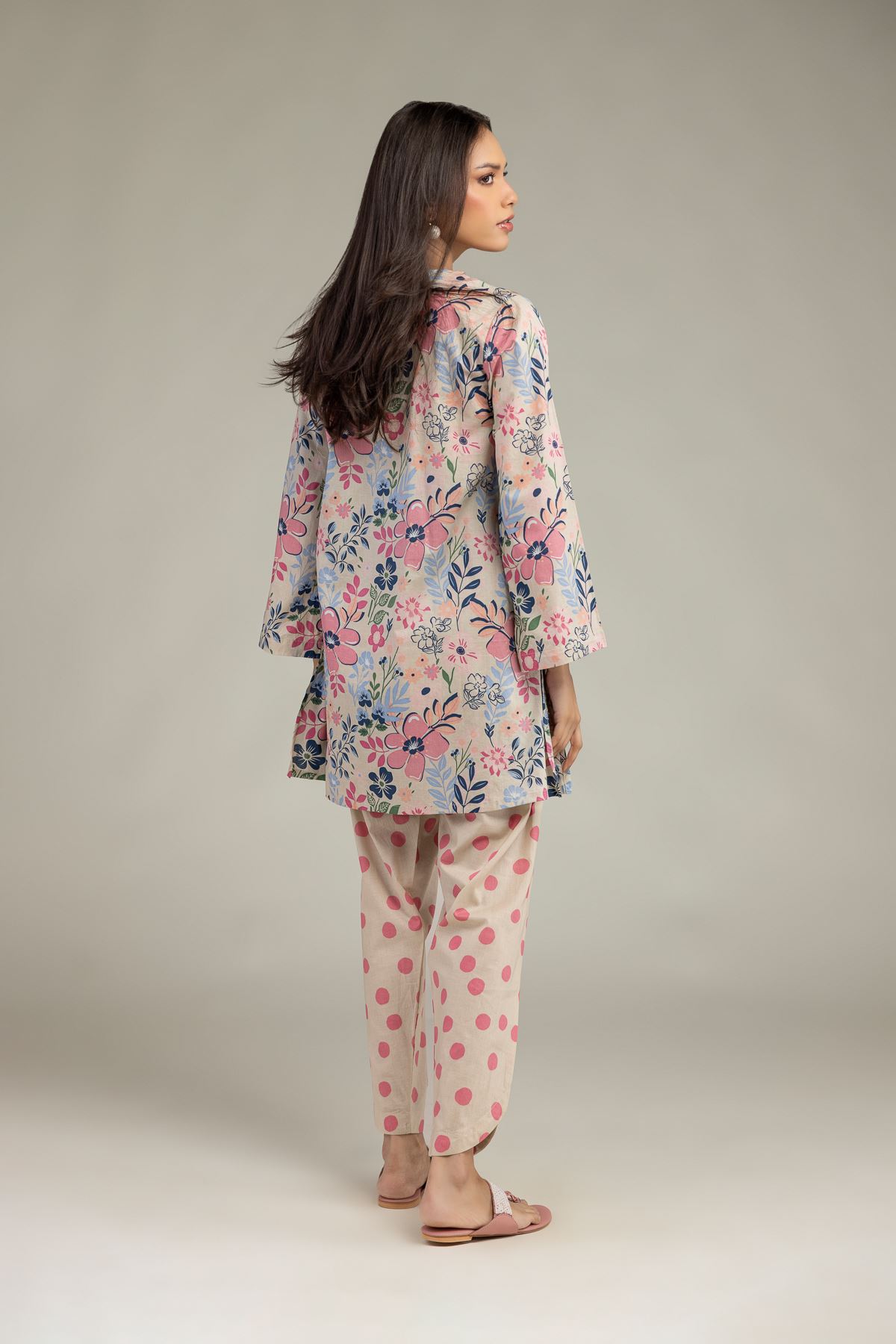 Printed Cambric Short Floral Kurta - 8-26-210-A-C1-VG