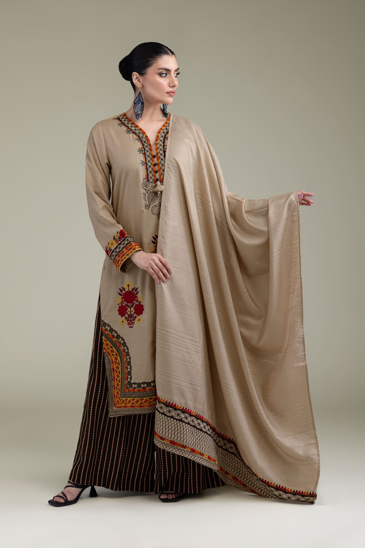 Embroidered Polyester Silk Silk Dupatta - 2-26-204-A-A1-VG