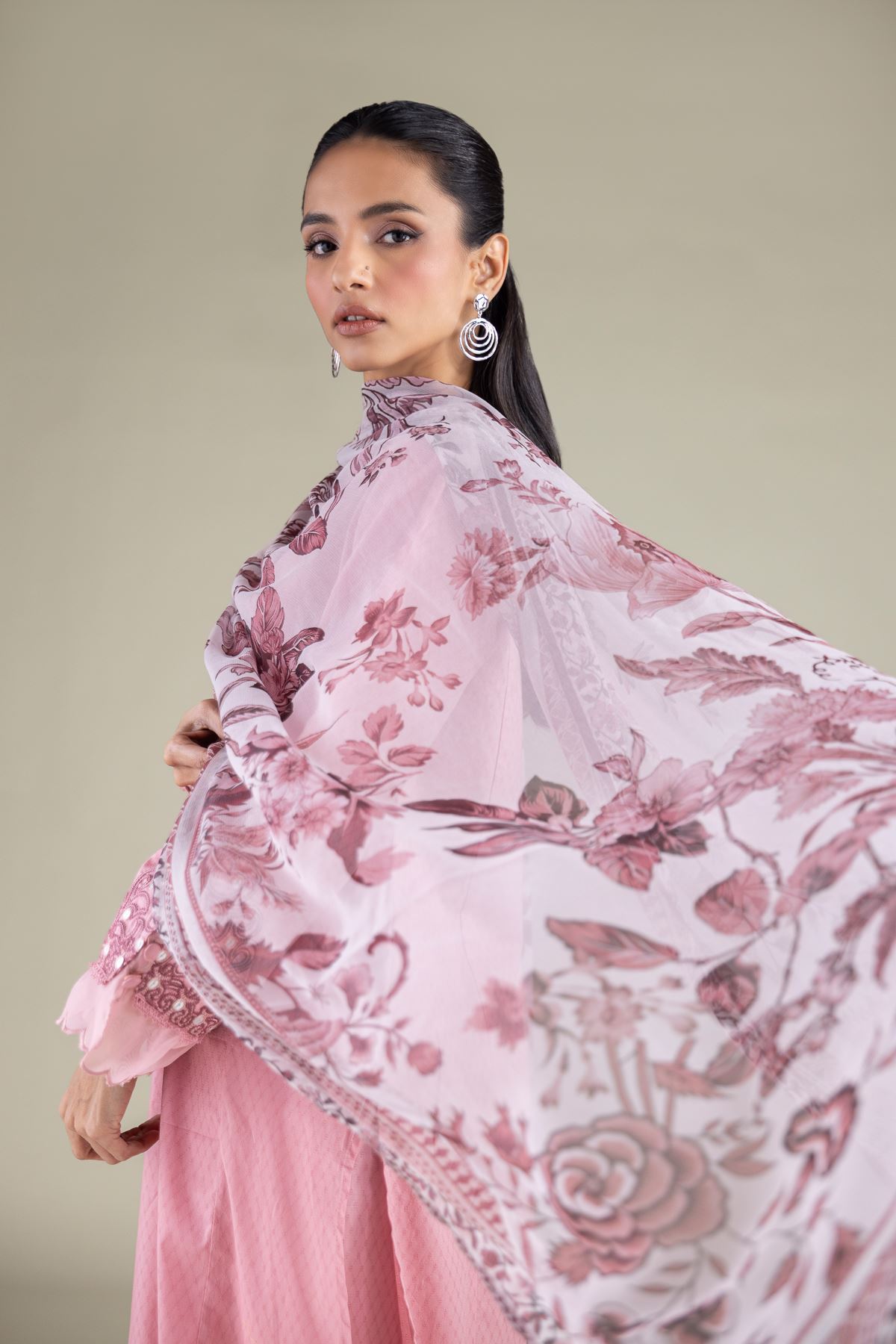 Embroidered Chiffon Floral All-Season Dupatta - 1-26-146-A-D-VG