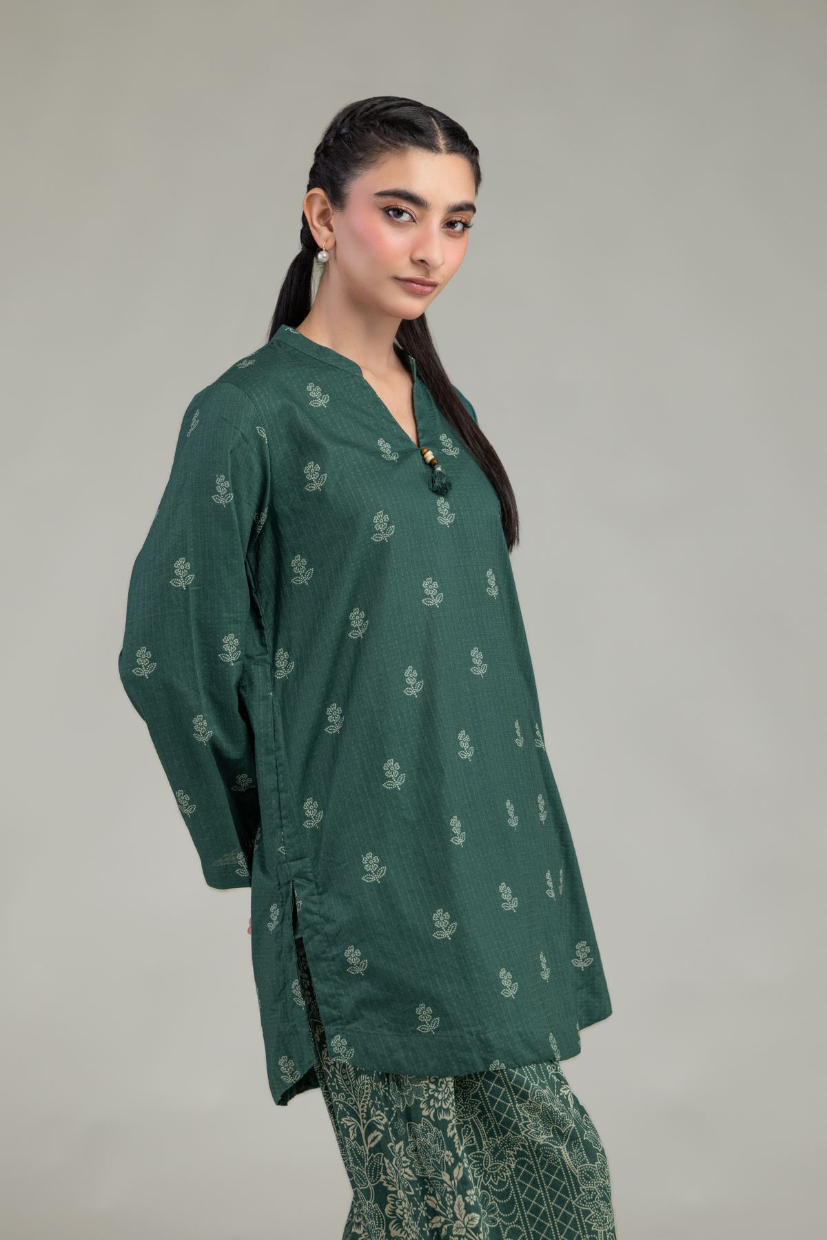 Printed Cotton Dobby Green Cotton Kurta - 1-26-240-A-J1-VG