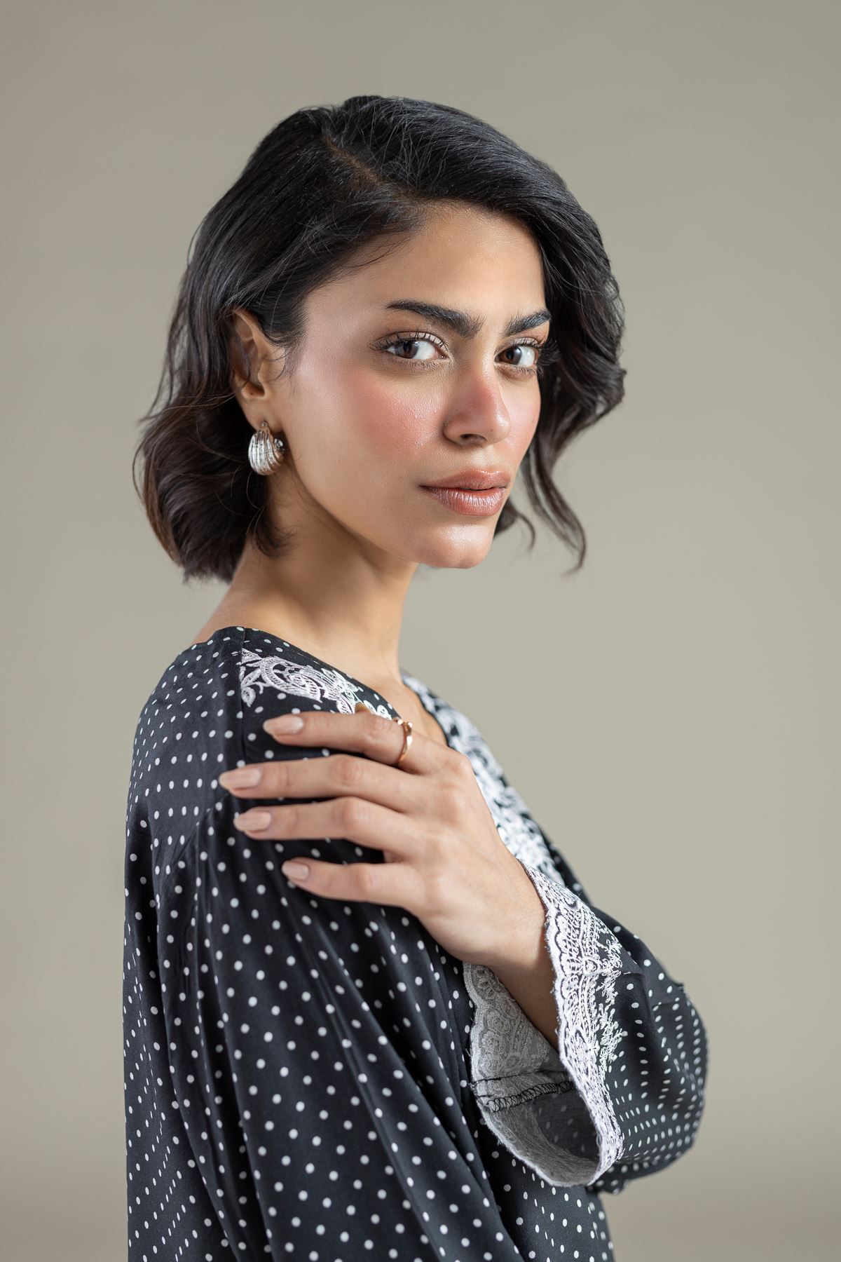 Embroidered Marina Polka Dot Kurta - 25-10-11E12-03TB-VG
