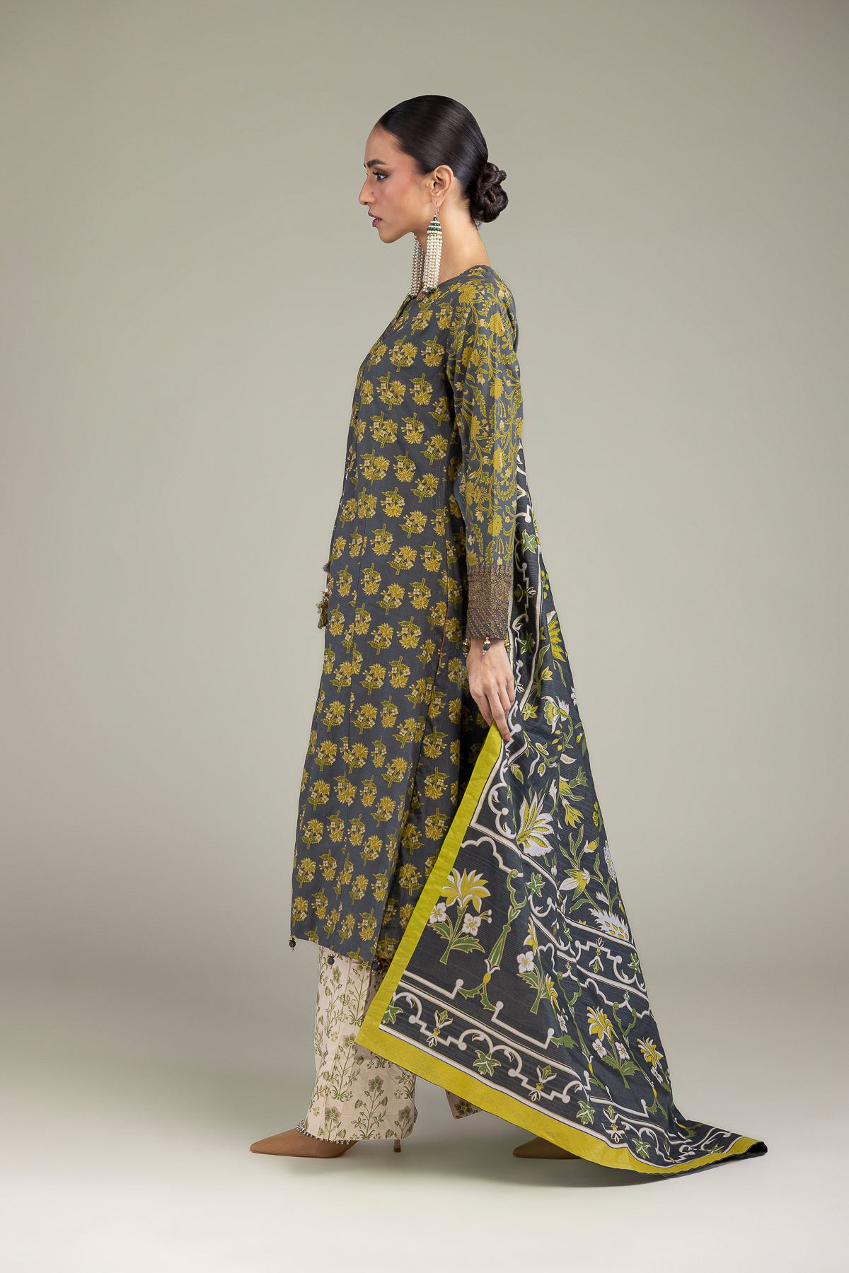Embroidered Raw Silk 3-Piece Silk Set - 1-26-206-A-D1-VG