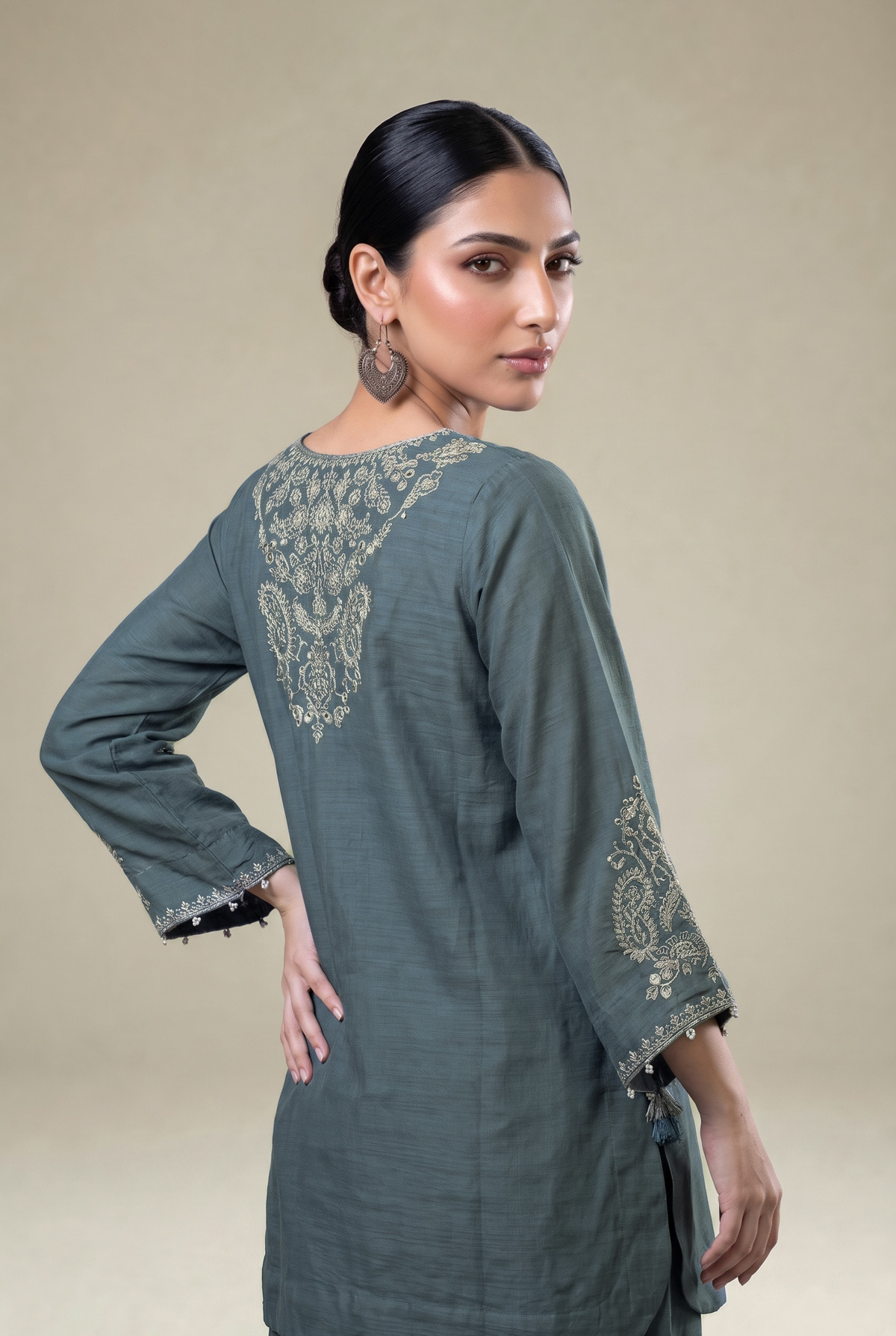 Embroidered Light Khaddar Short Embroidered Kurta - 1-26-415-A-B2-VG