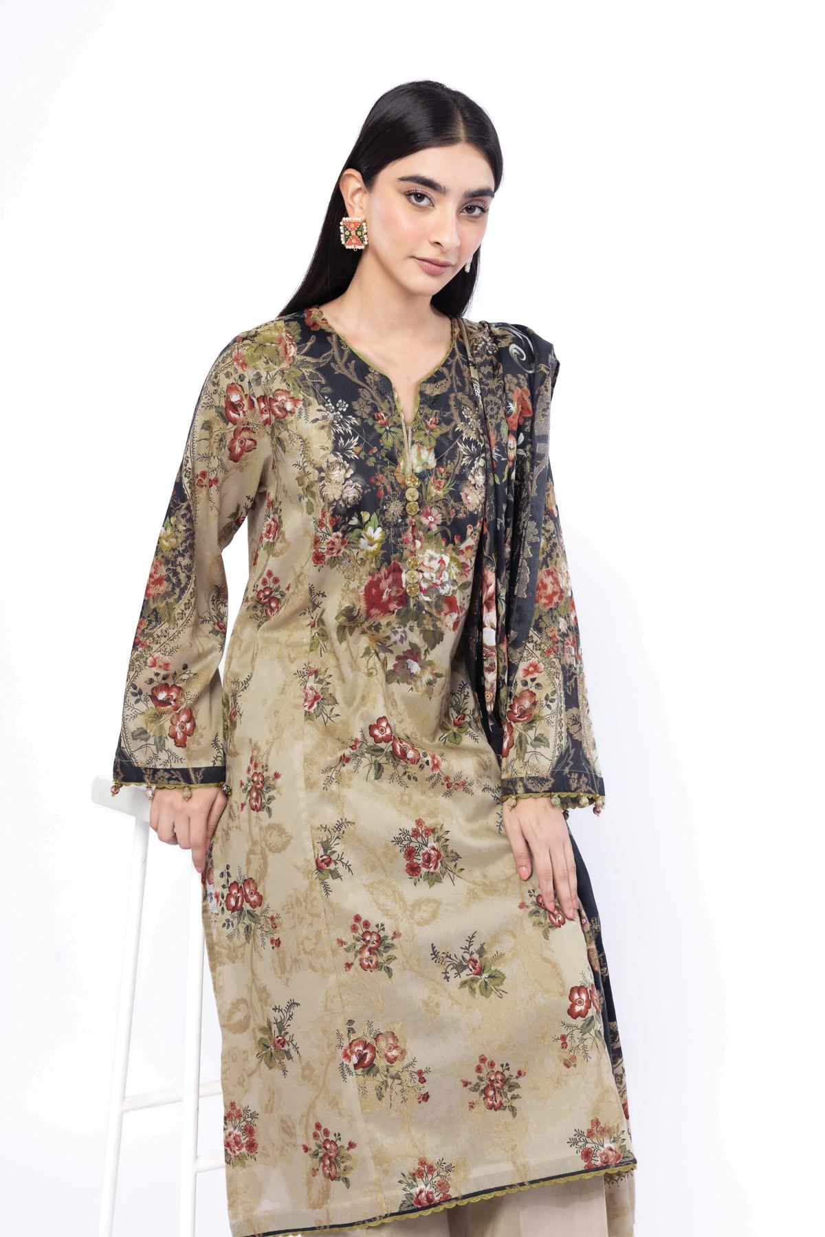 Printed Jacquard Tailored 3 Piece - 1-26-126-A-A-VG