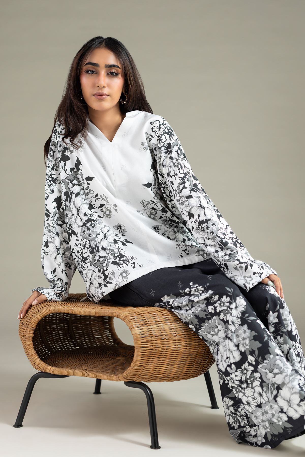Printed Viscose Crepe Tunic - 25-09-9S3-04BA-VG