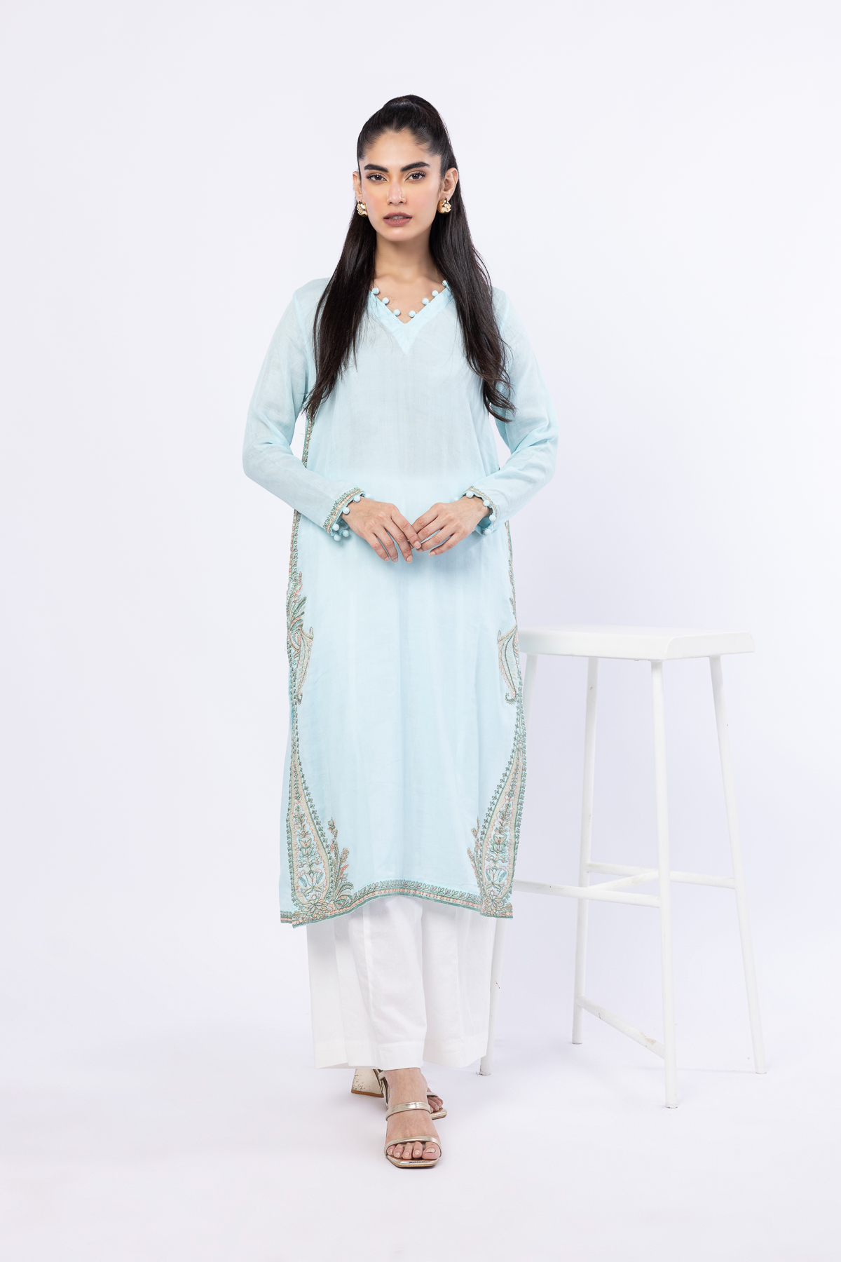 Embroidered Kurta - 25-W02iB-02TA-VG