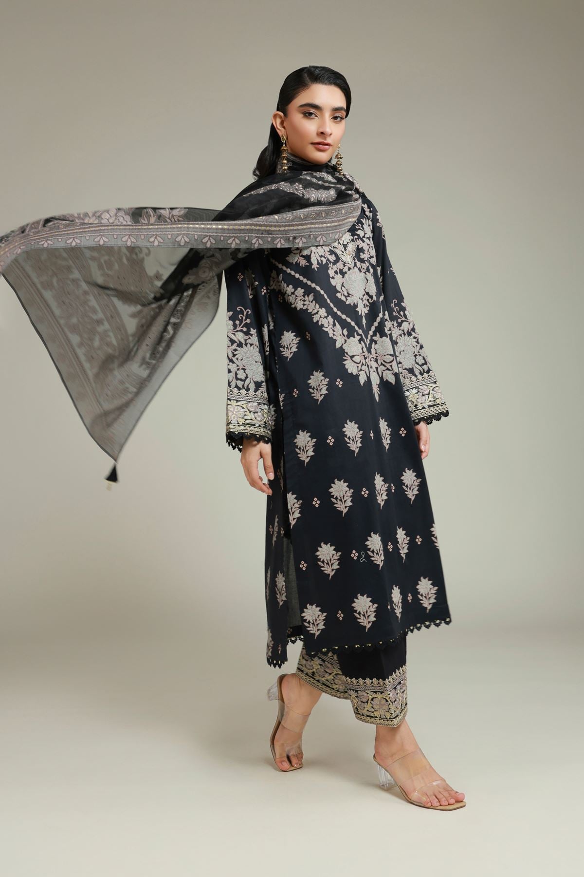 Embroidered Cambric Tailored 3-piece Cambric - 8-26-202-A-A1-VG