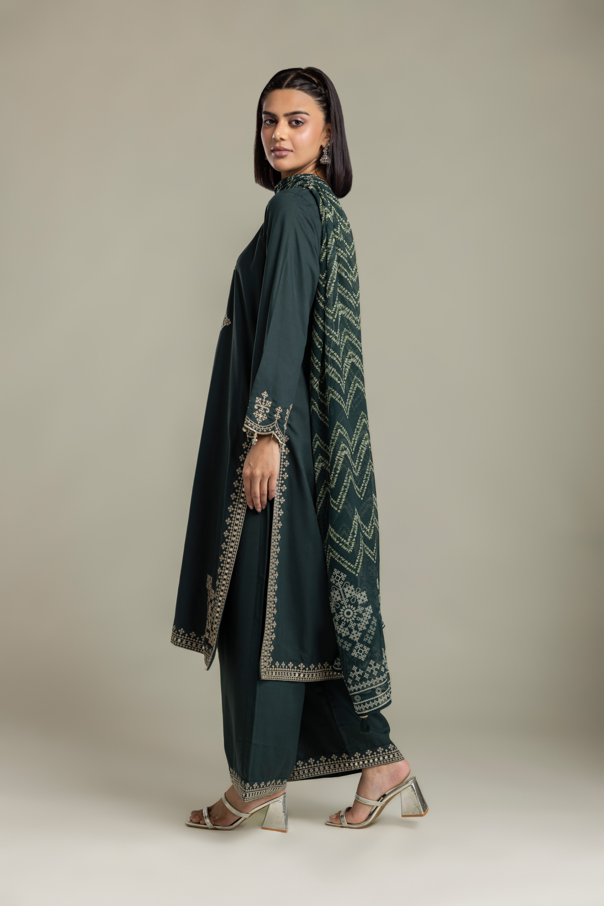 Embroidered Raw Silk 3-Piece Tailored Set - 1-26-408-A-B1-VG