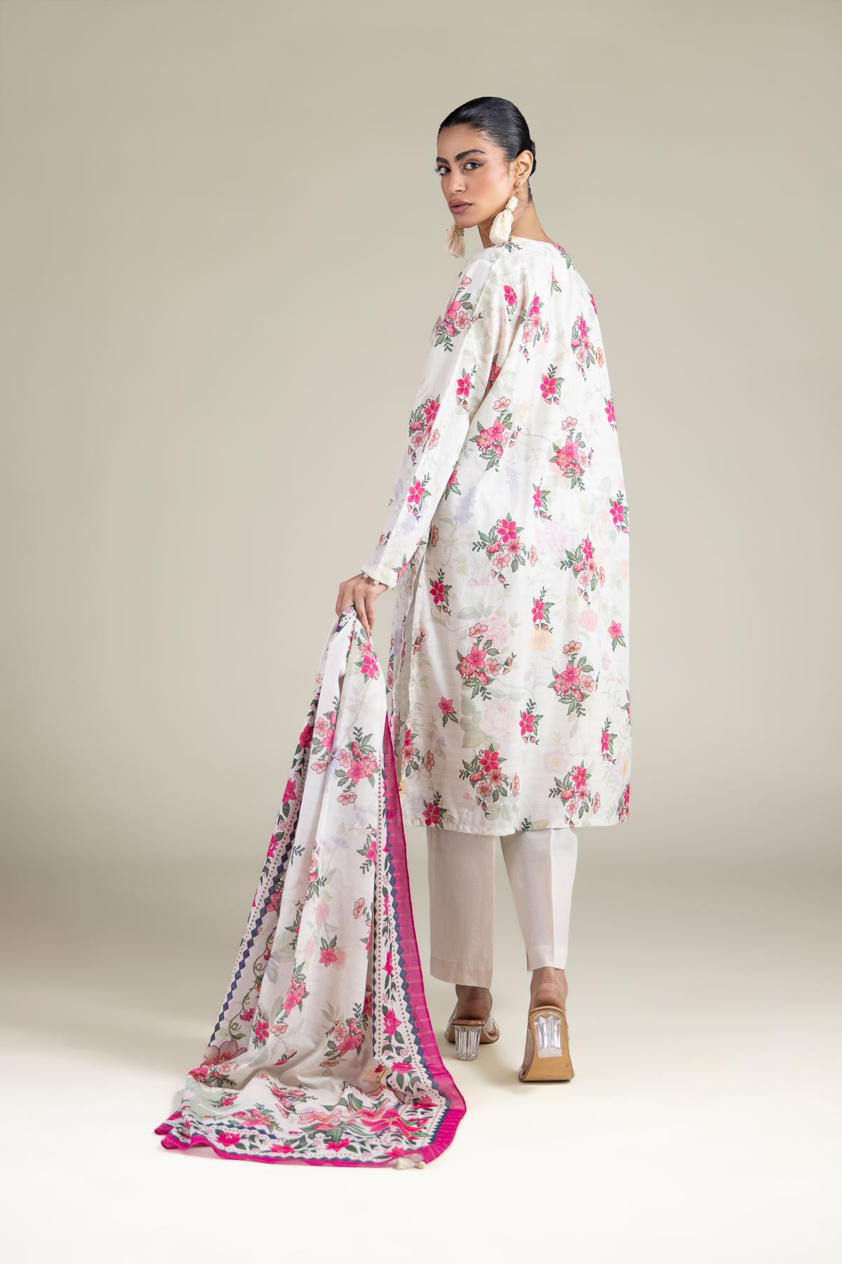 Embroidered Messuri Tailored Floral Set - 26-02-1E13-03TA-VG