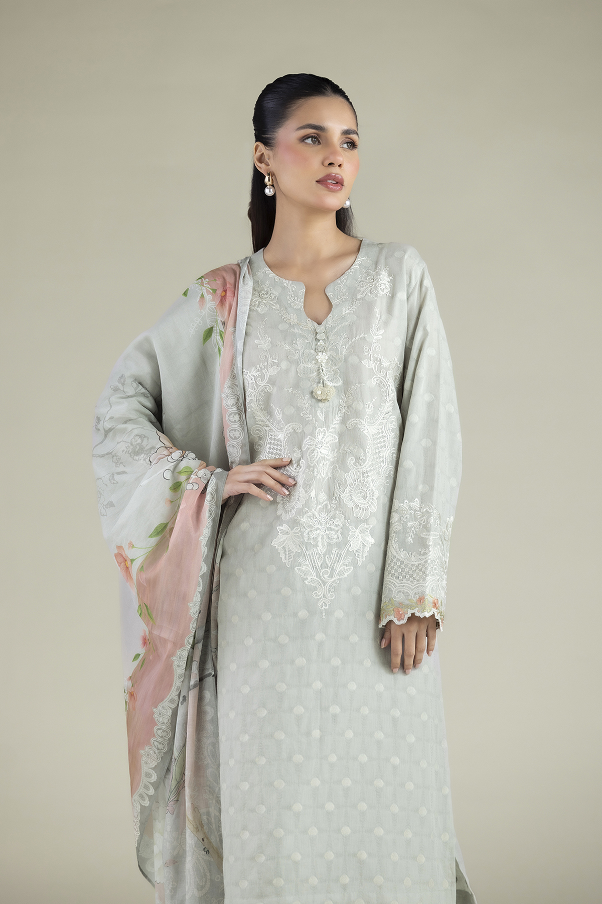 Embroidered Broshia Fabrics 3 Piece - A22-26-222FF1-VG