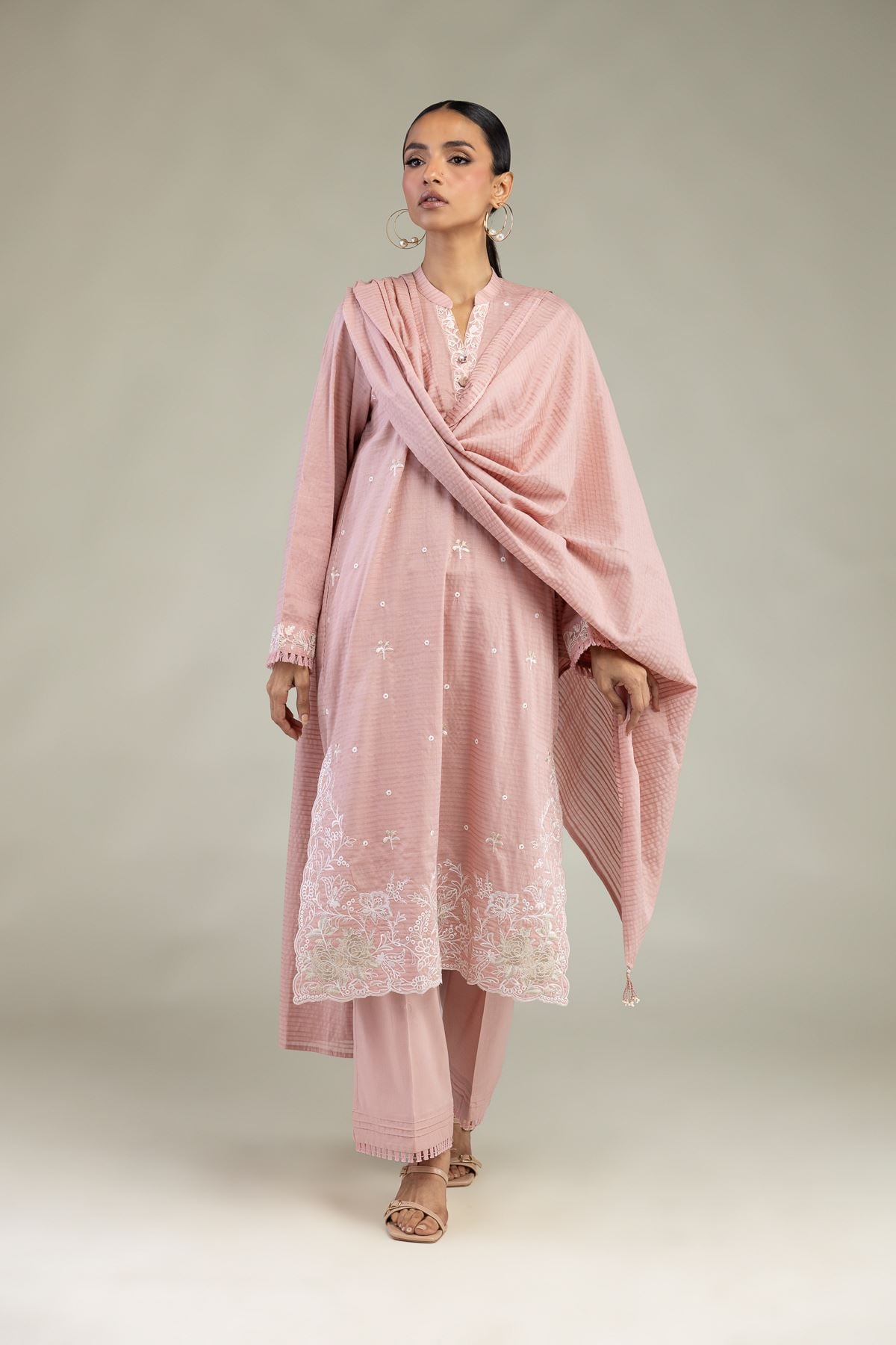 Embroidered Messuri Dobby Messuri Tailored 3-Piece - T-CHD09B-R-VG