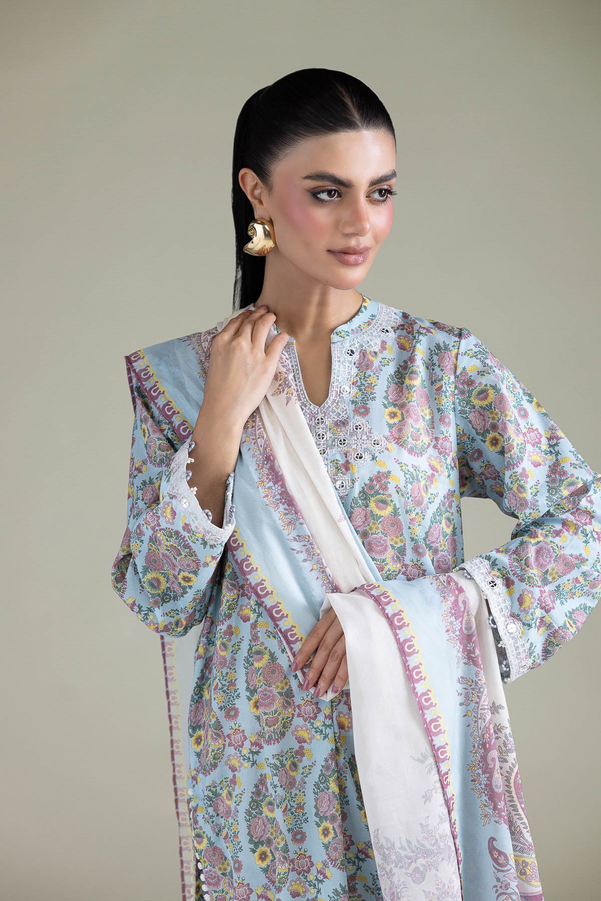 Embroidered Cambric Fabrics 3 Piece - T-A33-26-207FD1-VG