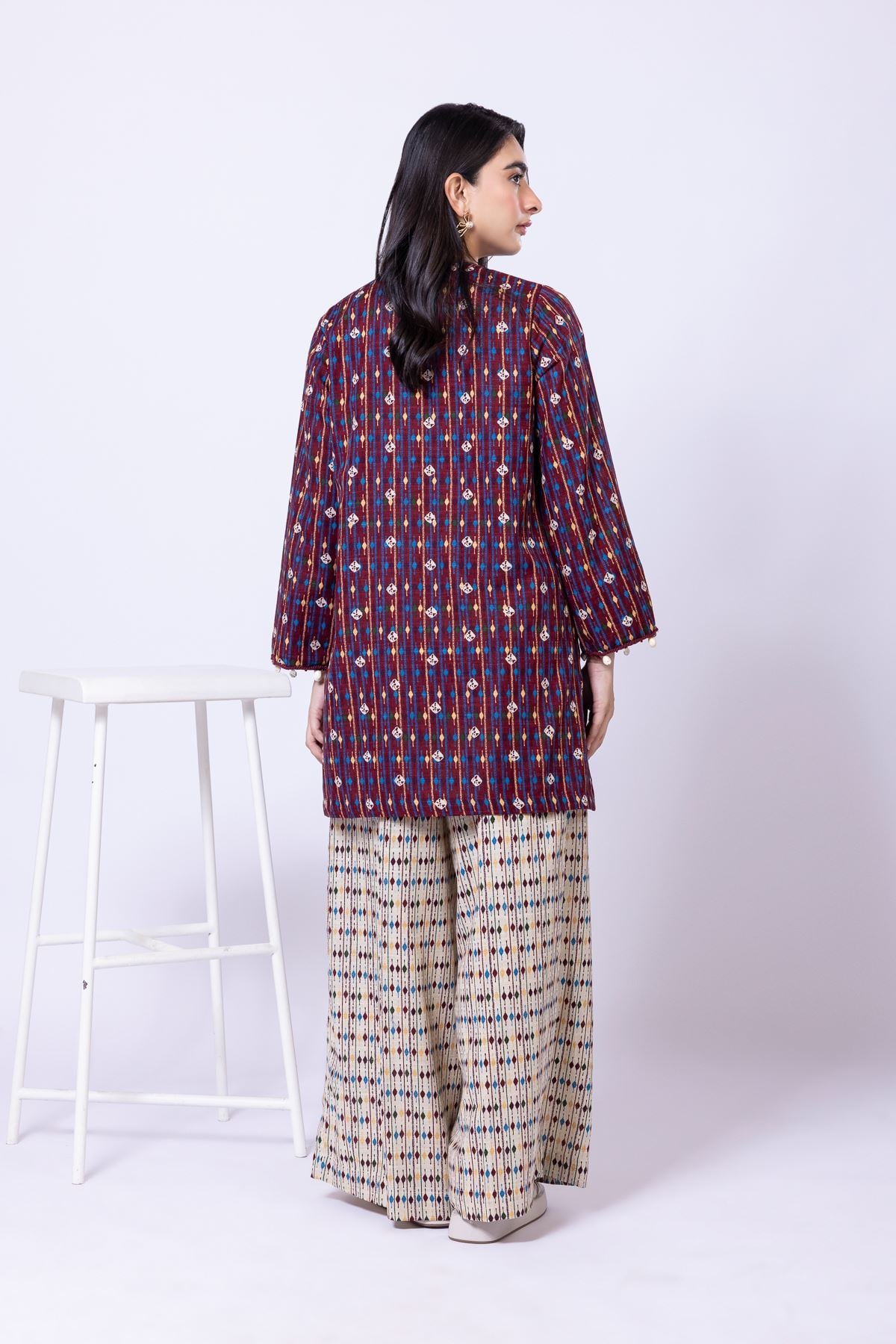 Printed Khaddar Drawstring Kurta - 25-09-12E2-01TA-VG
