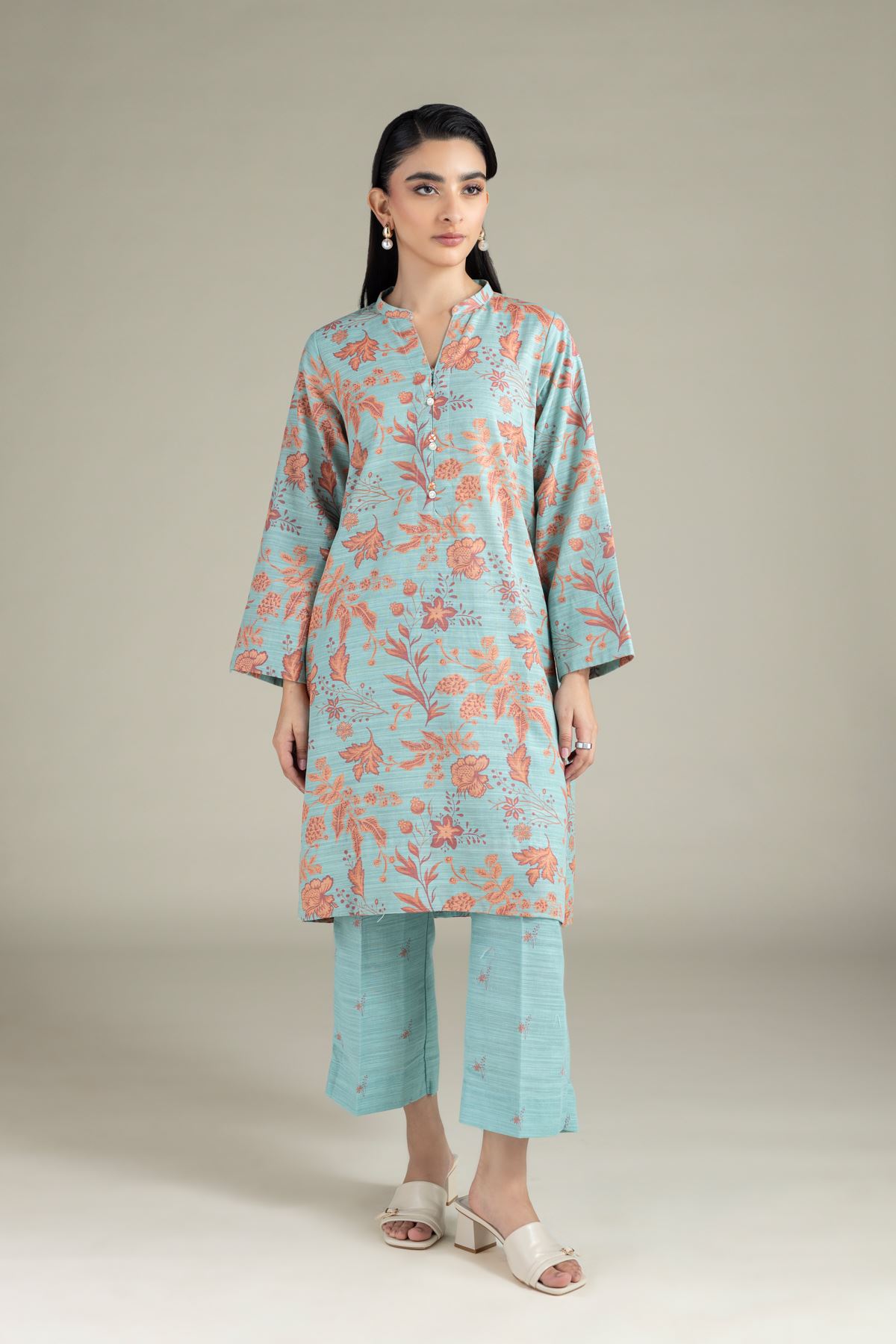 Printed Textured Cotton Pants - 25-10-12E9-02TA-VG
