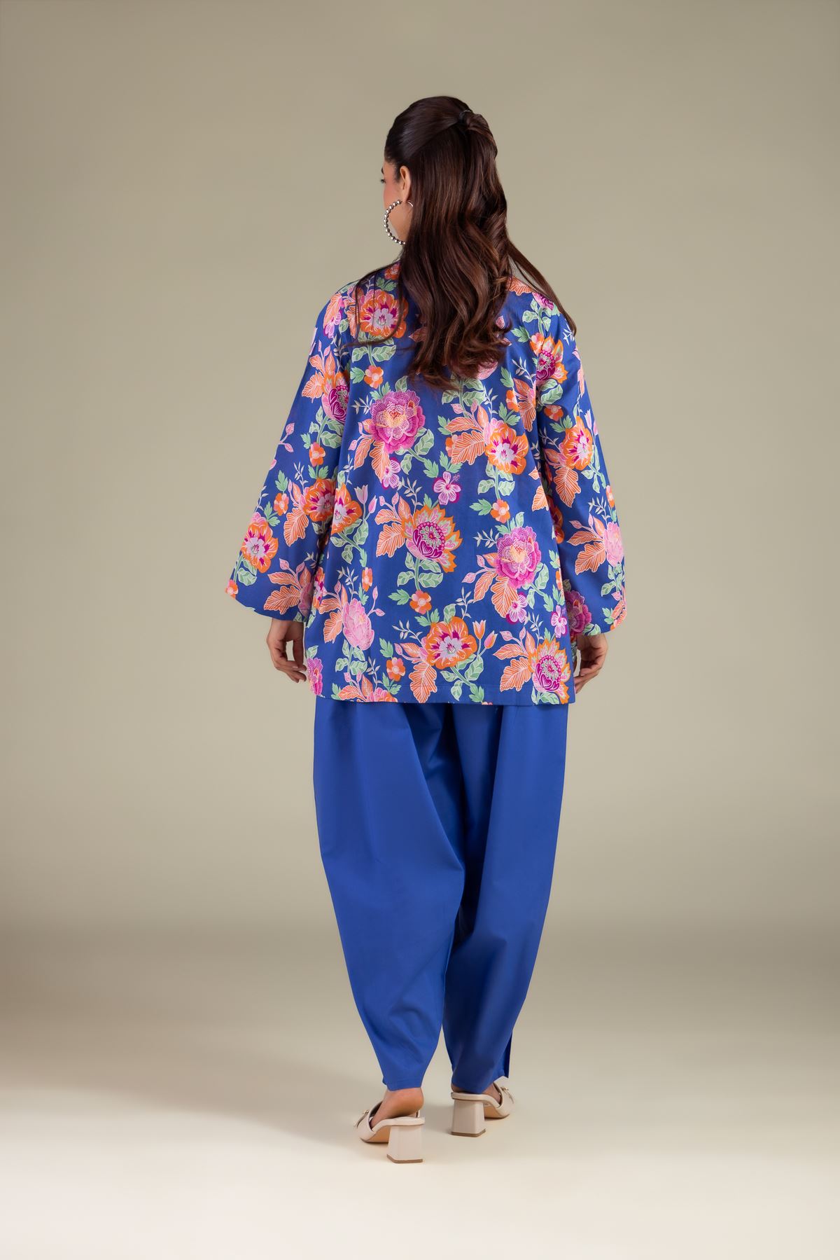 Printed Cambric Floral Button Kurta - 1-26-108-A-F-VG