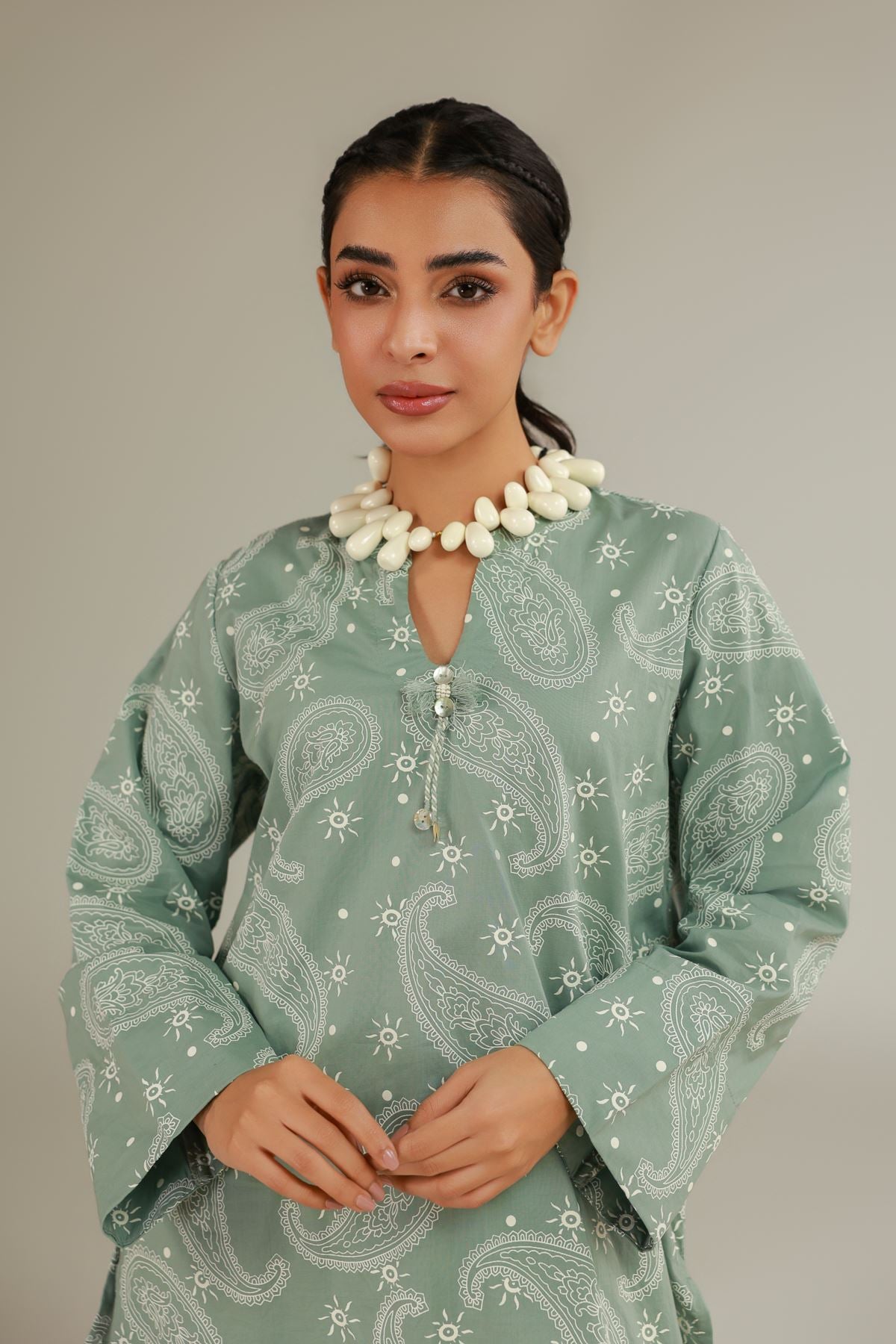 Cambric Green Cambric Kurta - 1-26-137-A-B-VG