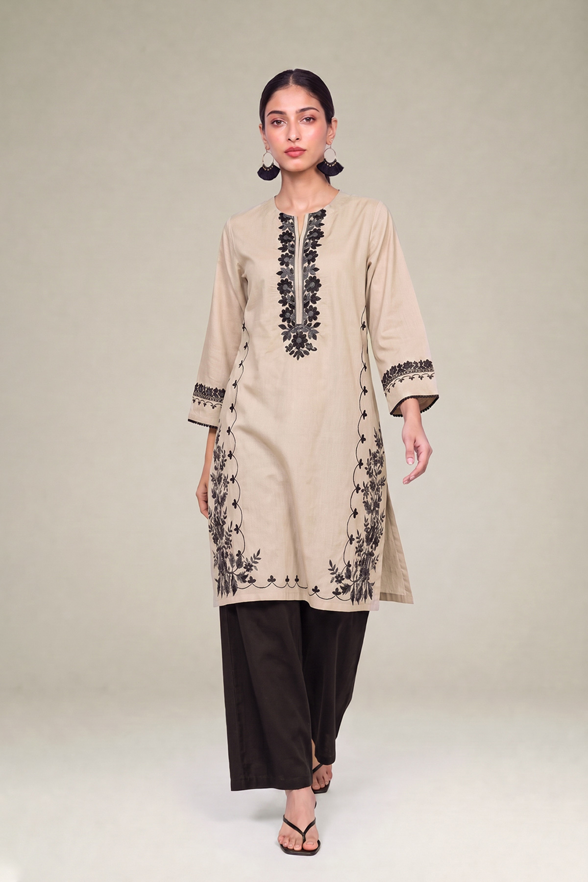 Embroidered Cambric Floral Cambric Kurta - 1-26-309-B-D1-VG