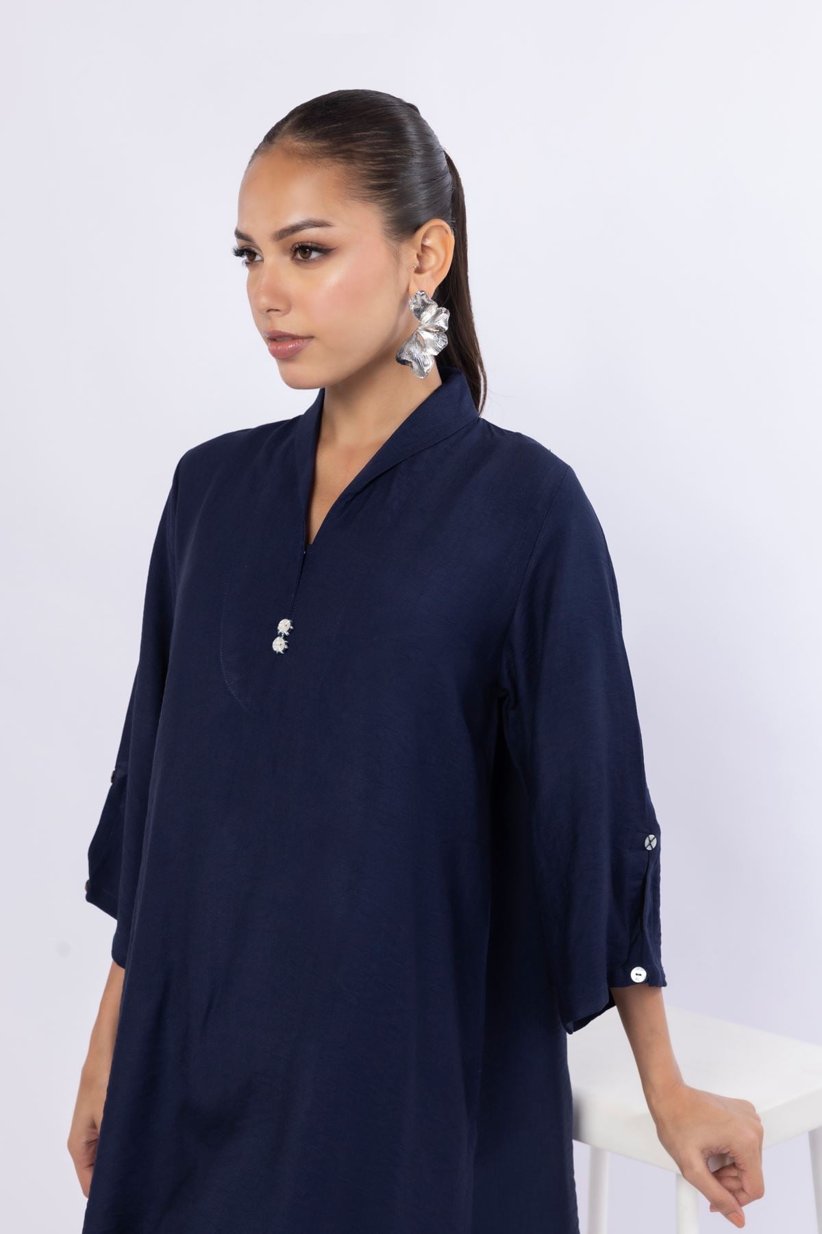 Dyed Cotton Vortex Wrinkle Kurta - 25-07-7E7-09TA-VG
