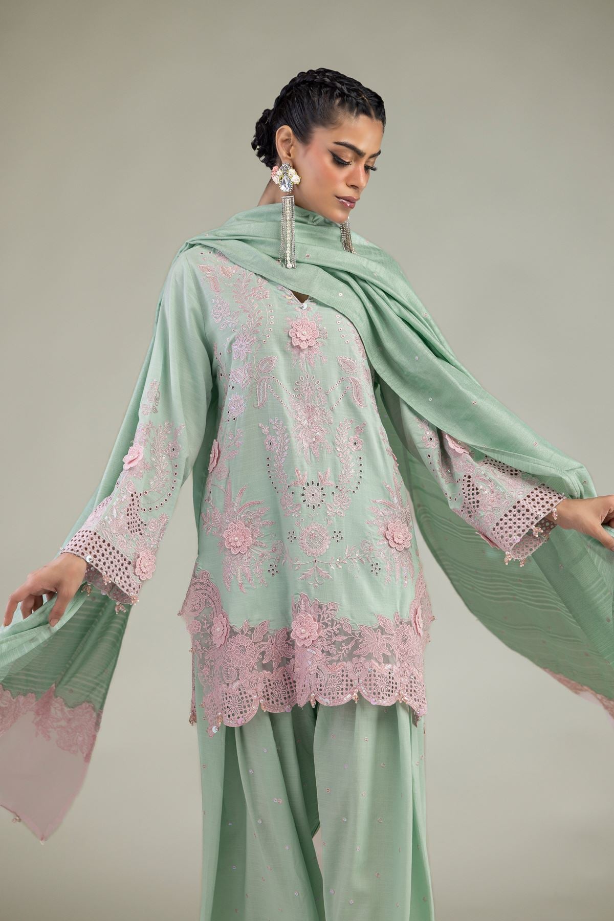 Raw Silk 3-Piece Co-ord Set - 1-26-245-A-I1-VG