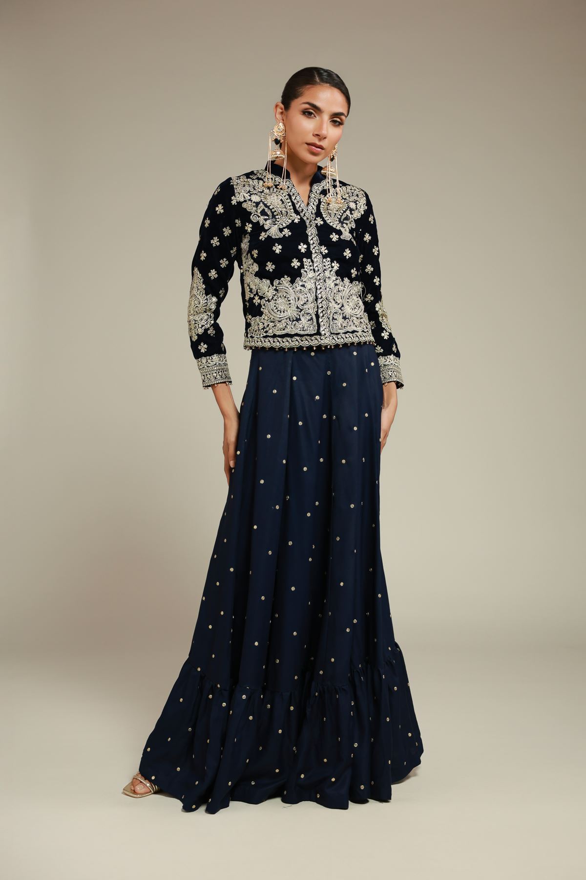 Embroidered Raw Silk Pants - 25-12-12S4-10TA-VG