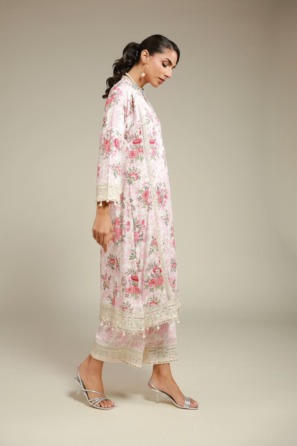 Embroidered Raw Silk Pants - 25-11-12S1-03TA-VG