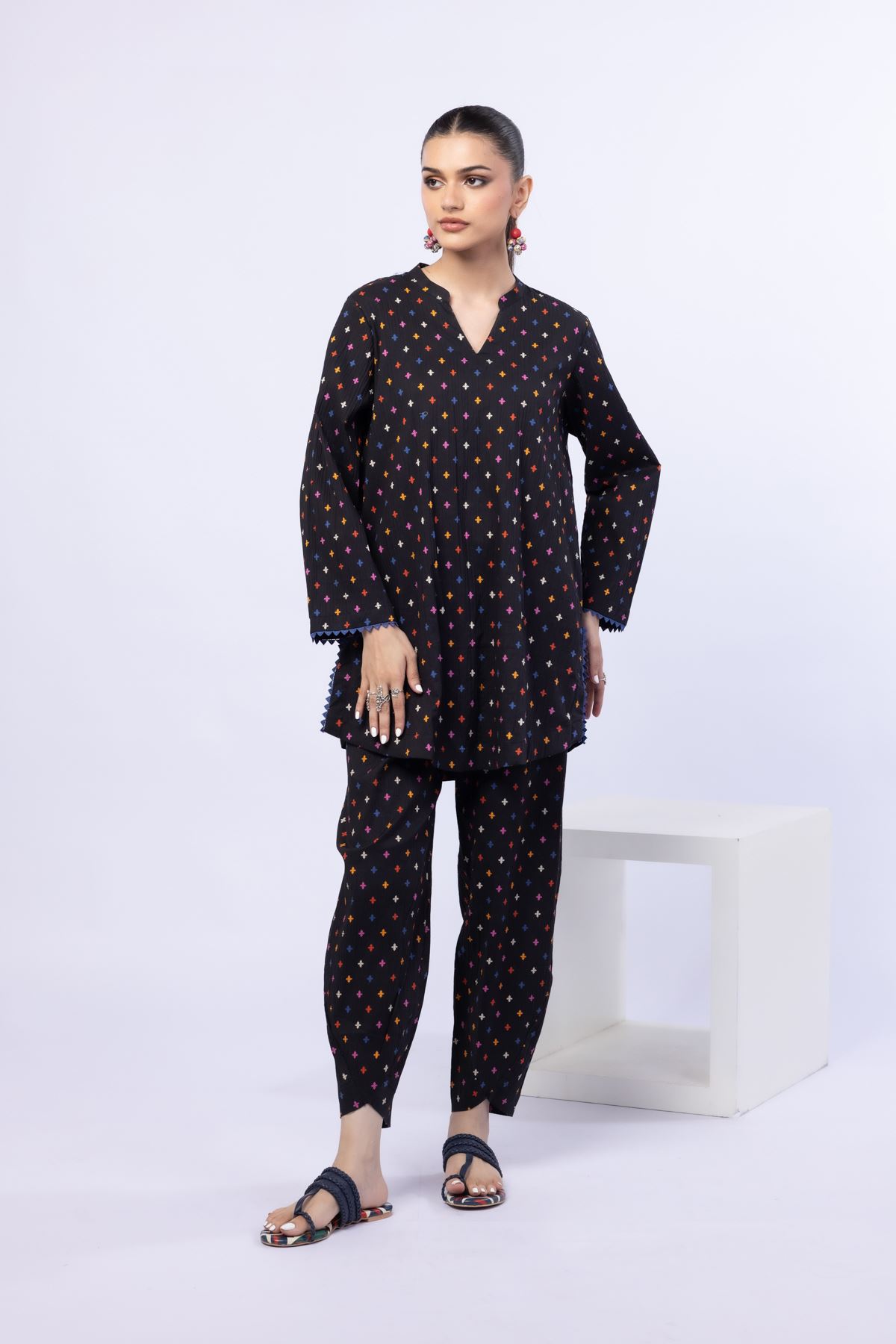 Printed Ripple Crinkle Kurta - 25-10-12E1-01TA-VG