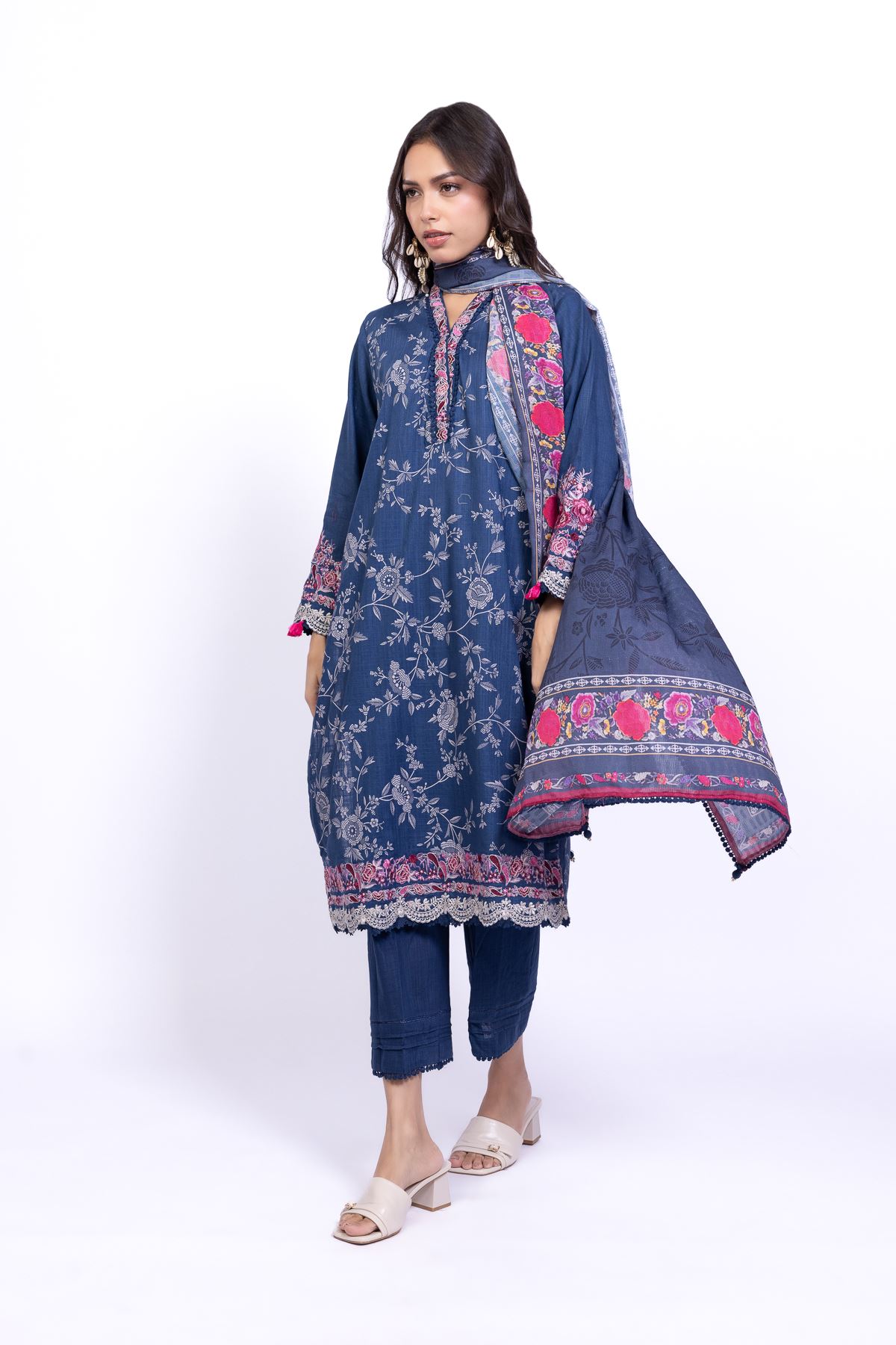 Printed Dobby Net Dupatta - 25-10-12E1-04TA-VG