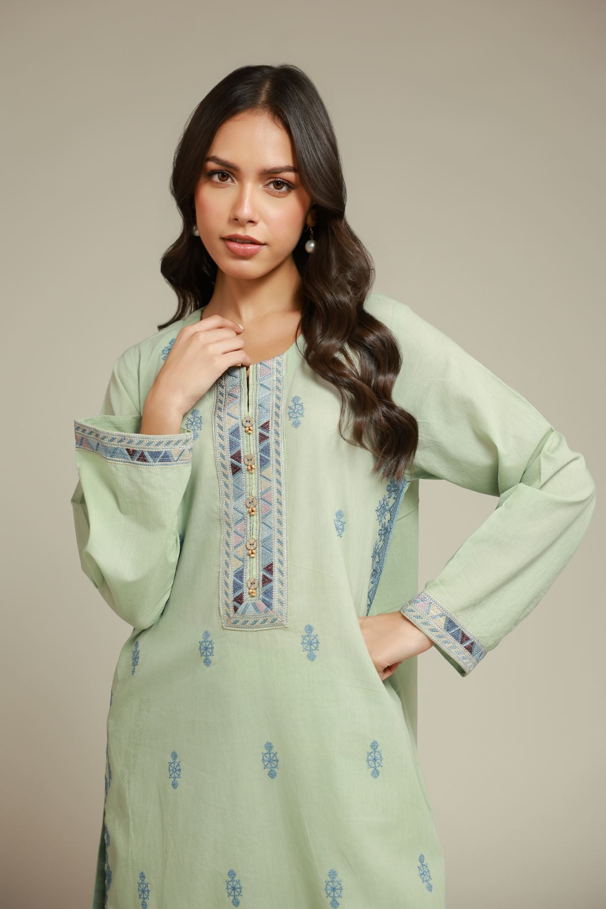 Embroidered Cambric Floral 2-Piece Tailored - 1-26-142-A-B-VG