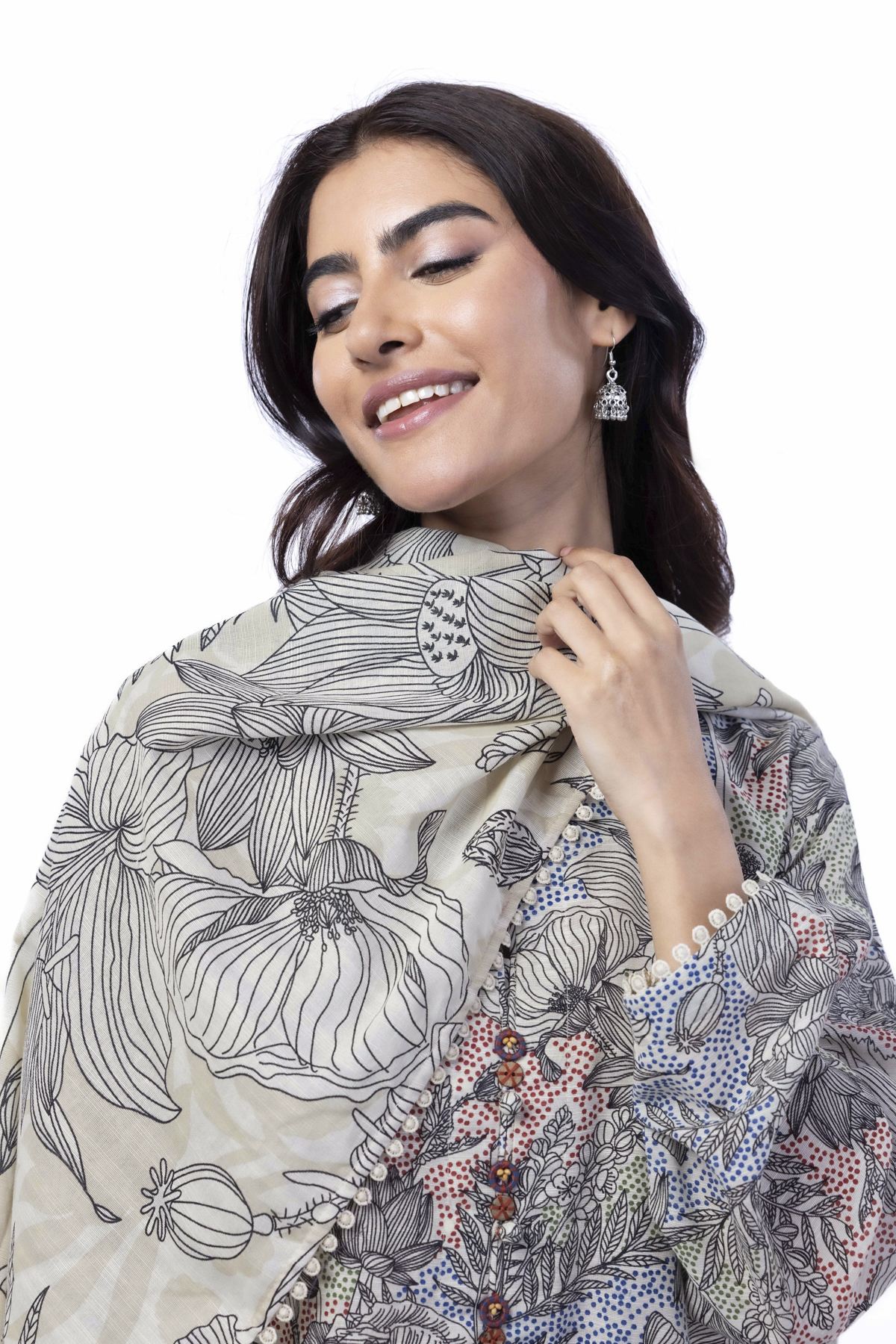 Printed Light Khaddar Fabrics 3 Piece - KN37YA-VG