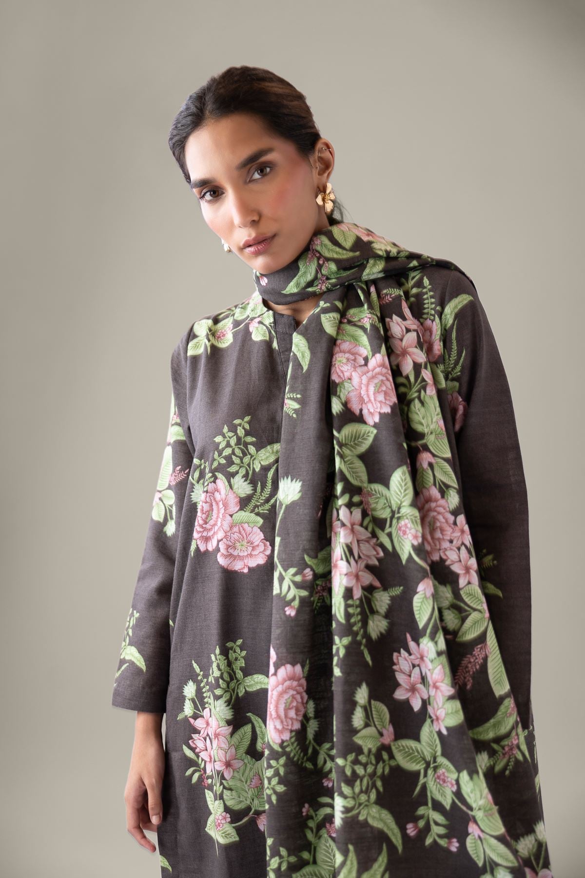Printed Textured Cotton Dupatta - 25-09-12E2-04TA-VG