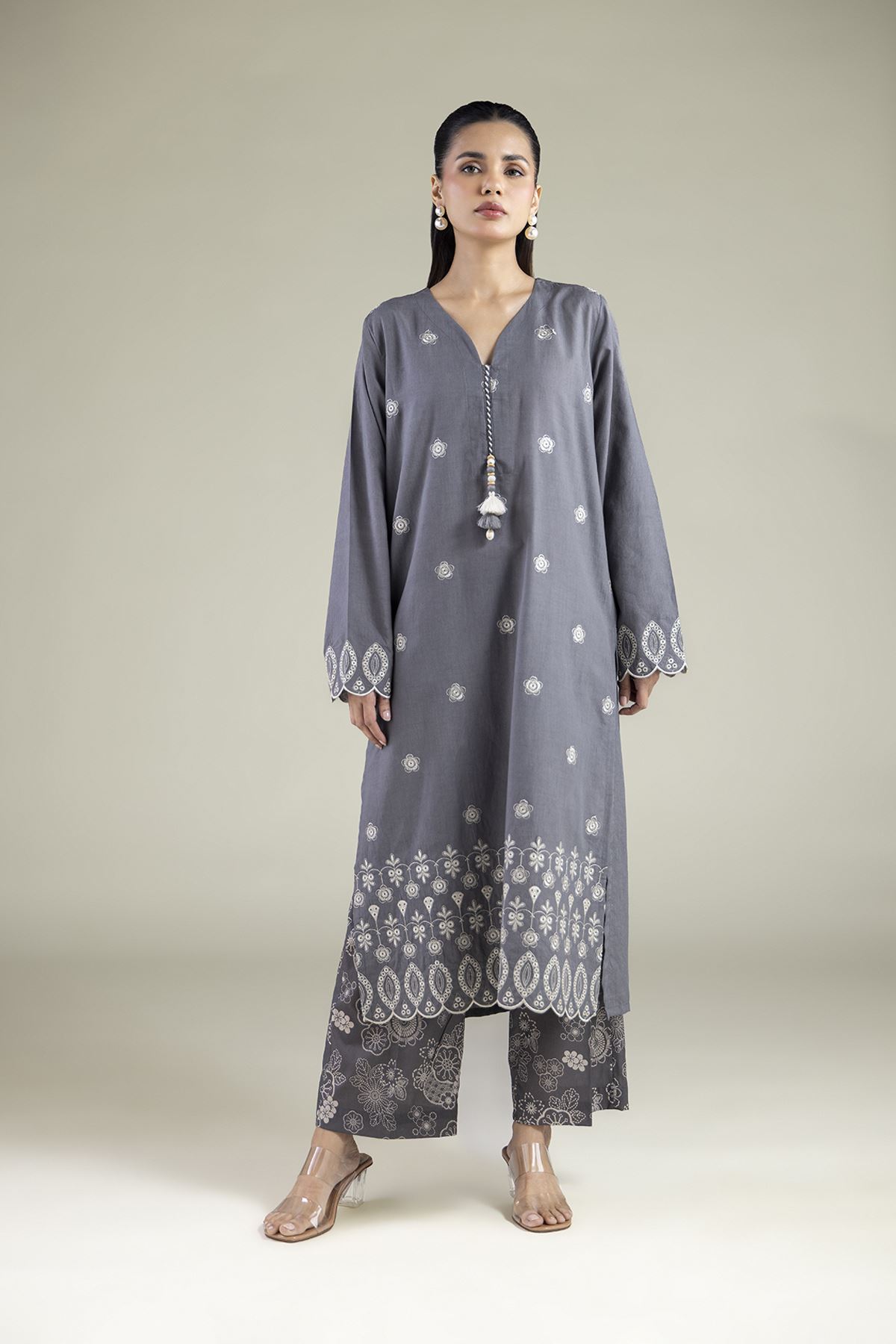 Embroidered Cambric Tailored 2-Piece Set - 1-26-229-B-F1-VG