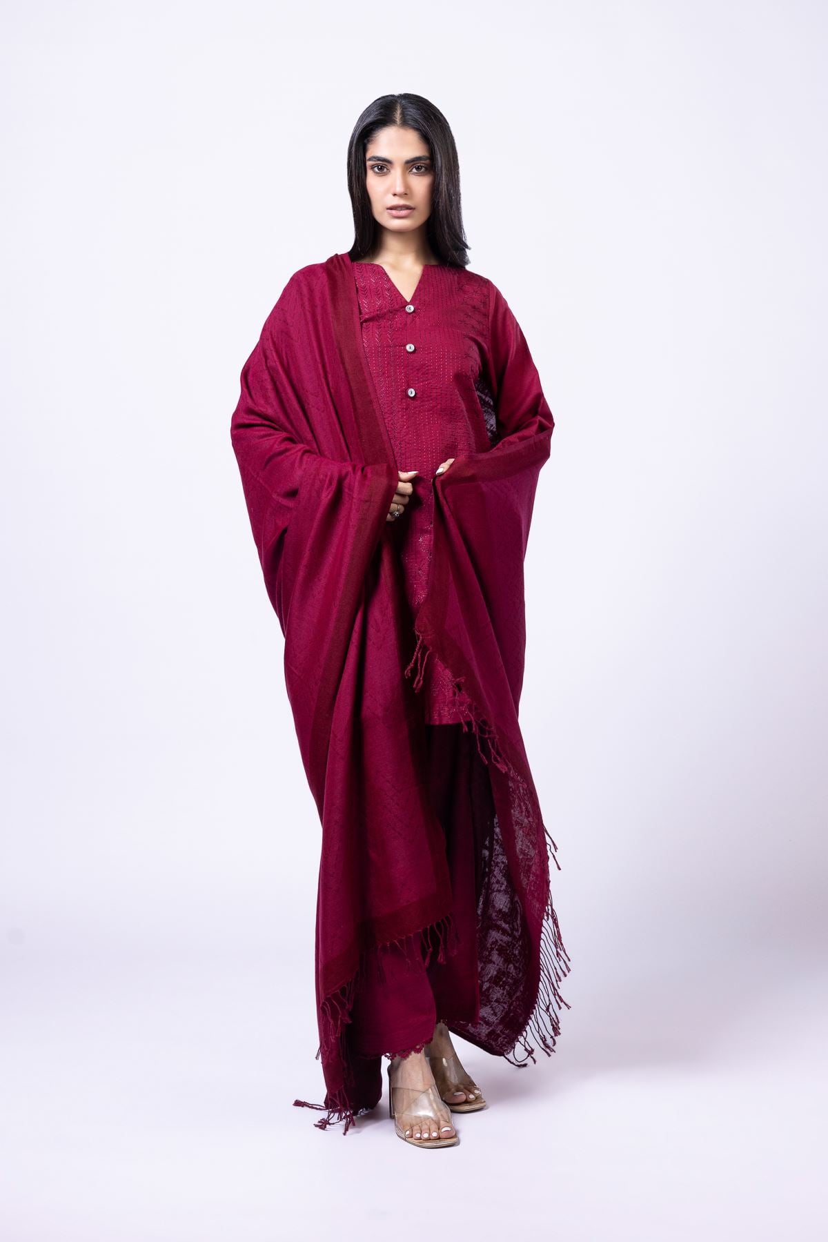 Embroidered Khaddar Kurta - 25-09-11E3-07TA-VG
