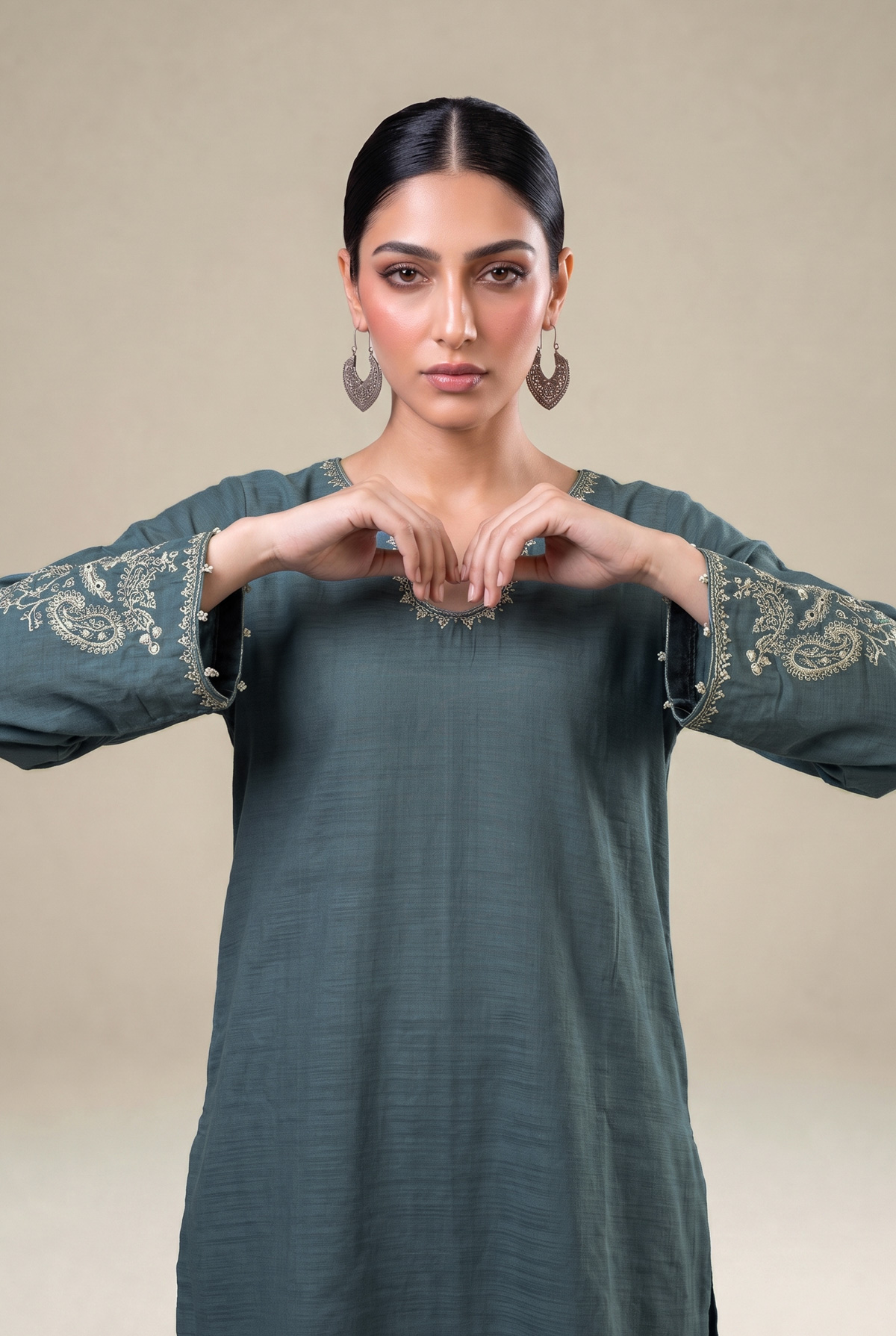 Embroidered Light Khaddar Short Embroidered Kurta - 1-26-415-A-B2-VG