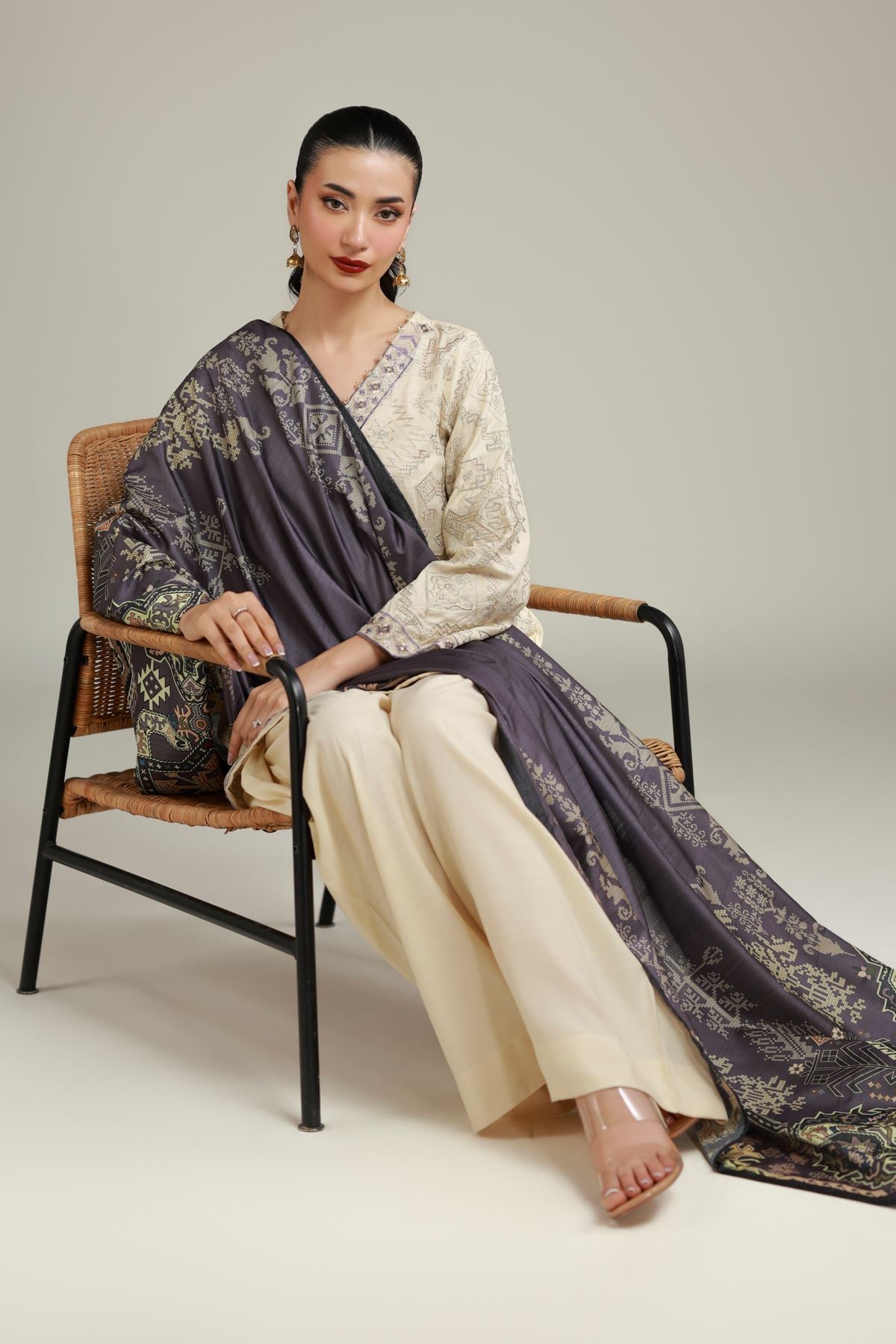 Embroidered Raw Silk Geometric Silk Kurta - 1-26-108-A-F-VG