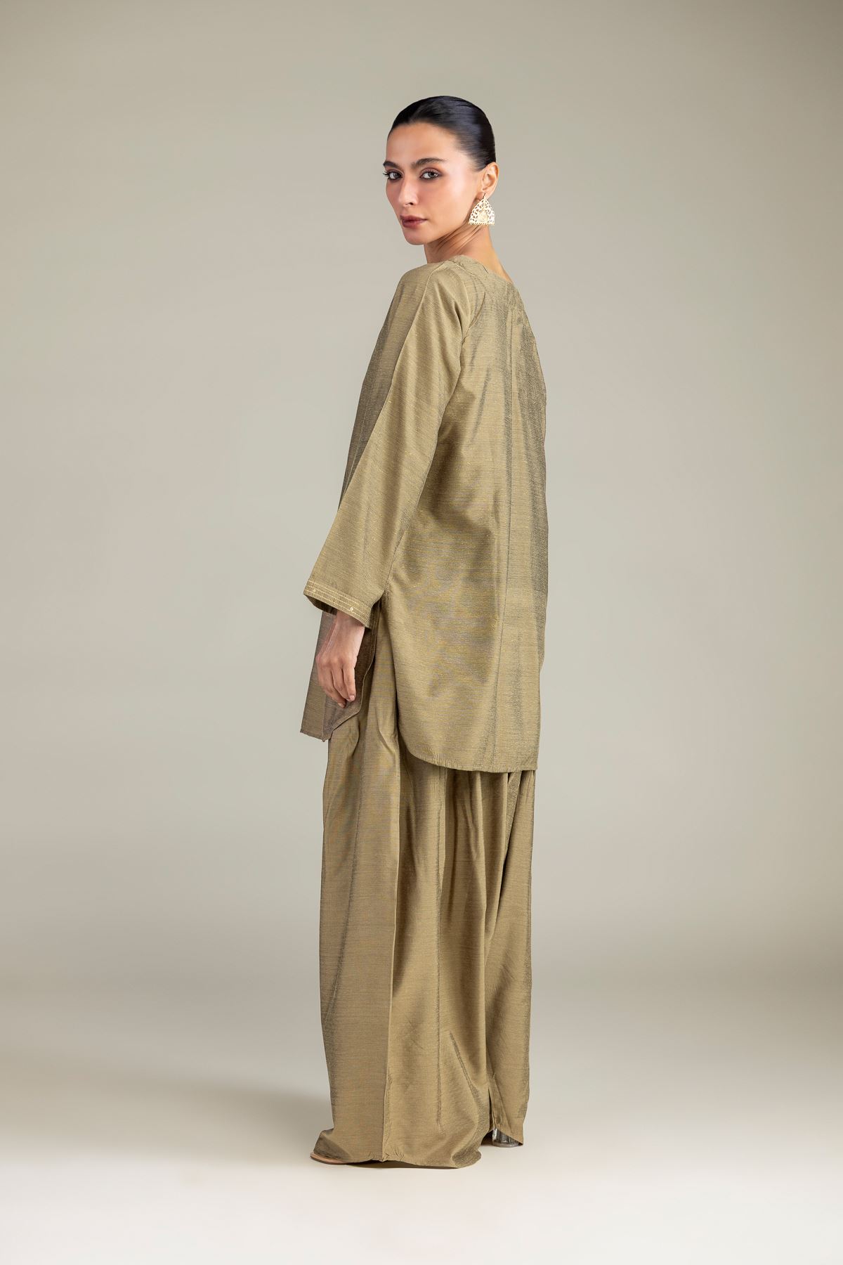 Dyed Mesuri Silk Short Solid Kurta - 8-26-303-A-C1-VG