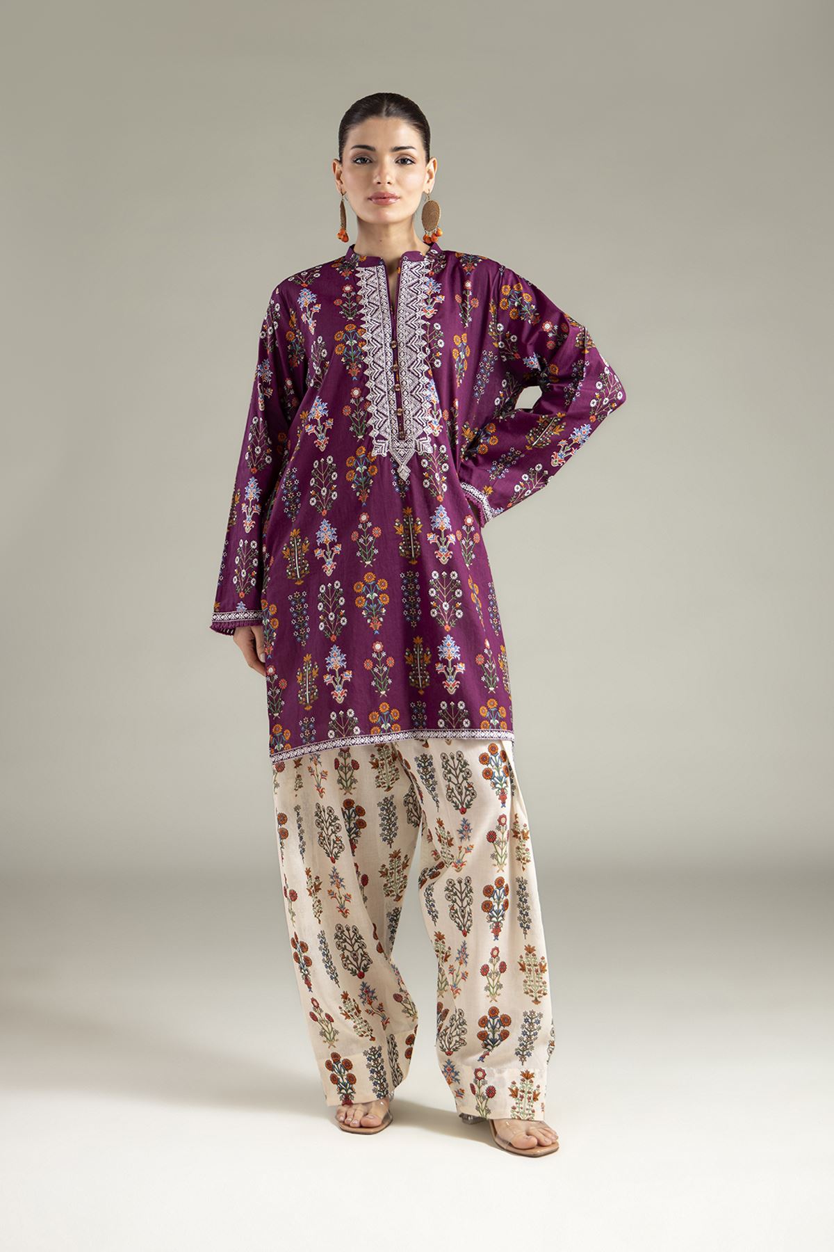 Embroidered Lawn Fabrics 2 Piece | Top and Bottom - A11-26-107FG1-VG