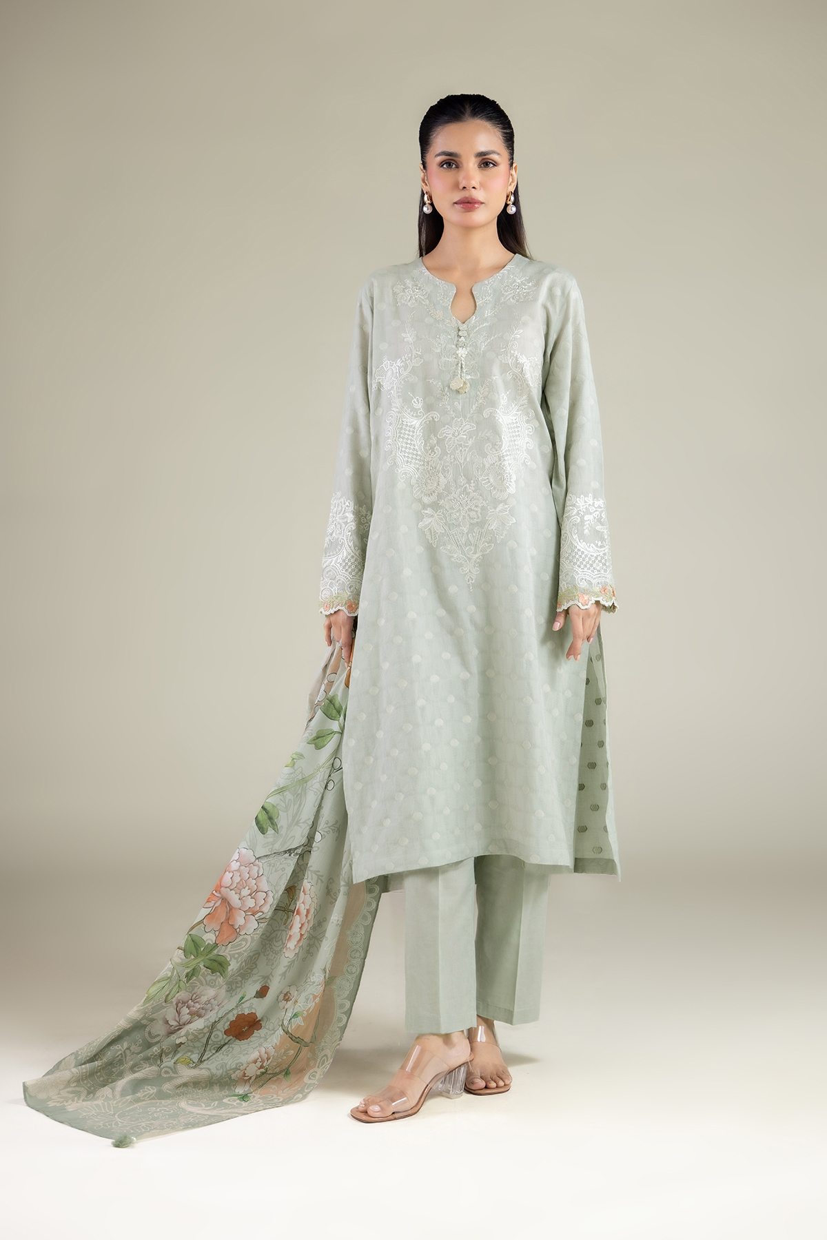 Embroidered Broshia Fabrics 3 Piece - A22-26-222FF1-VG