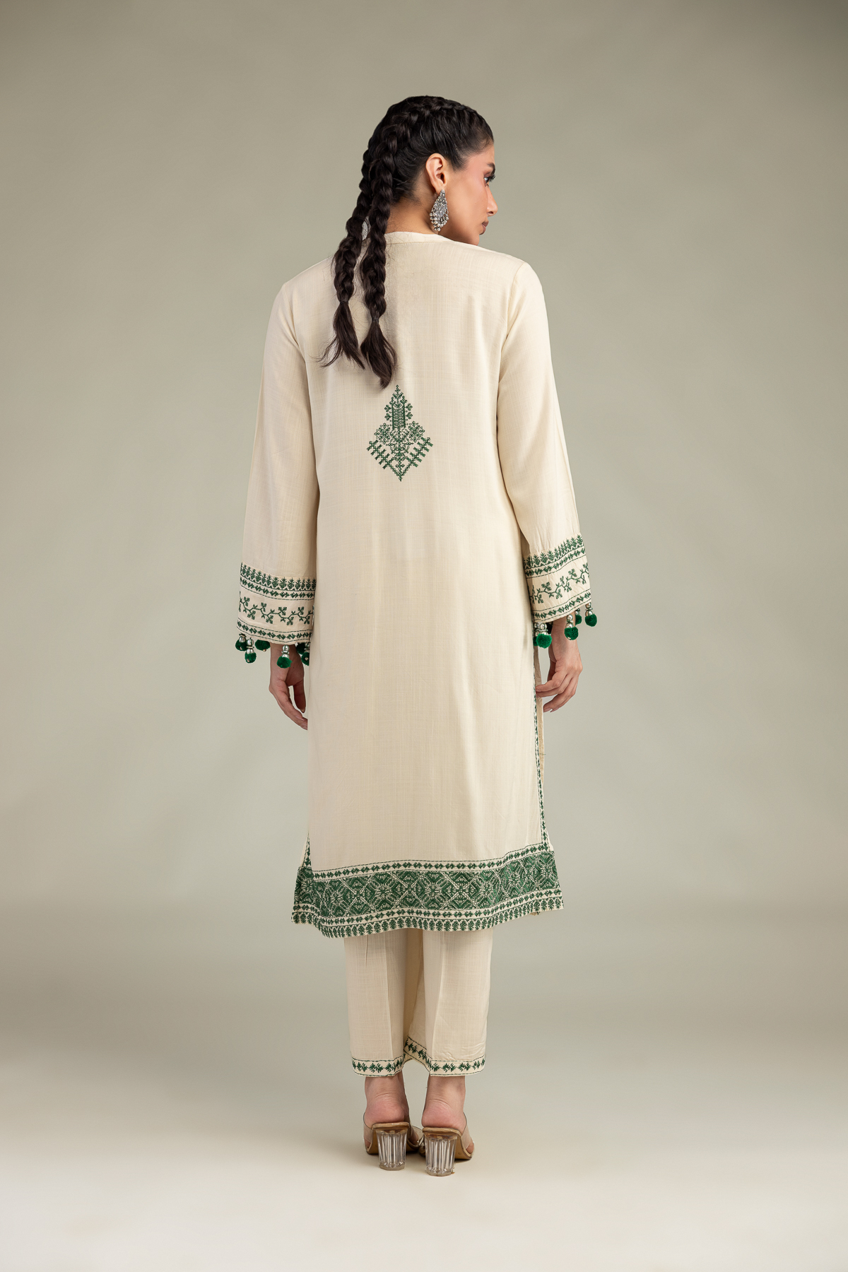 Embroidered Raw Silk Raw Silk Kurta - 1-26-309-B-D1-VG