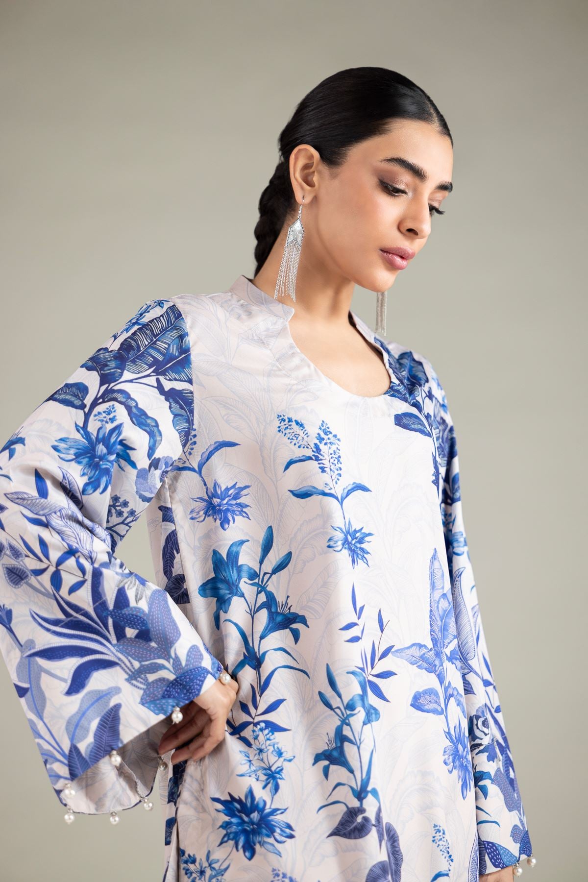 Printed Polyester Silk Kurta - 1-26-105-A-E-VG