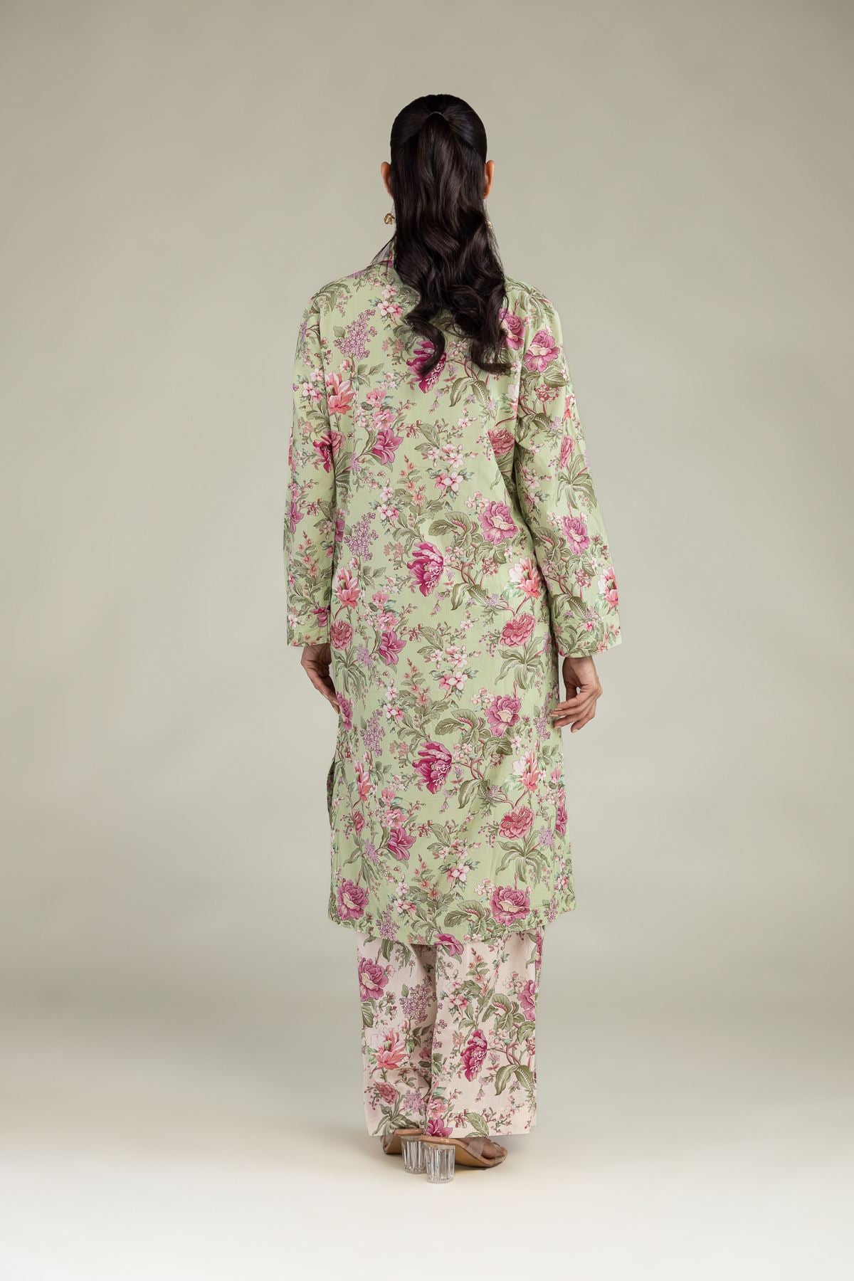Printed Cotton Viscose Floral Longline Kurta - 1-26-244-A-D1-VG