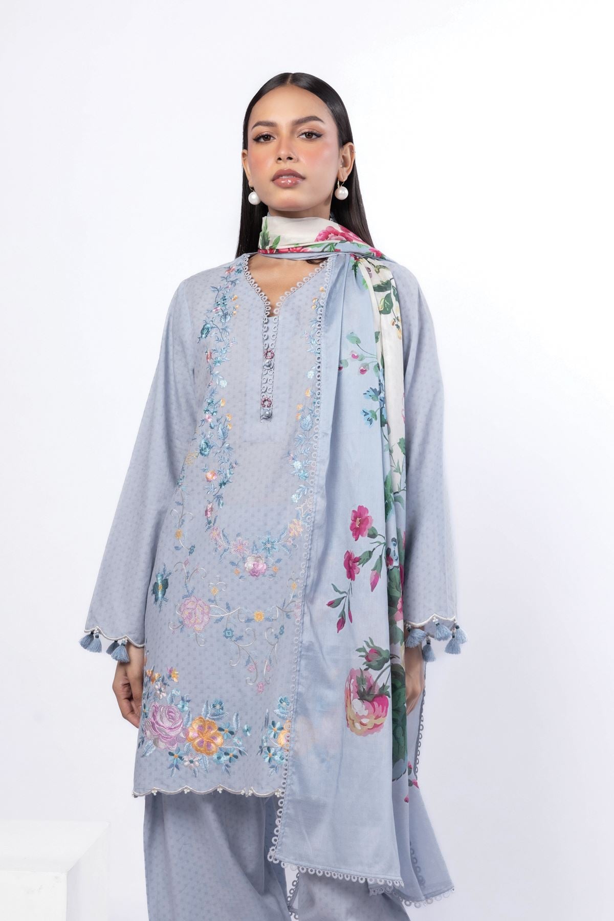 Embroidered Cotton Dobby Tailored 3 Piece - T-A33-26-107FG-VG