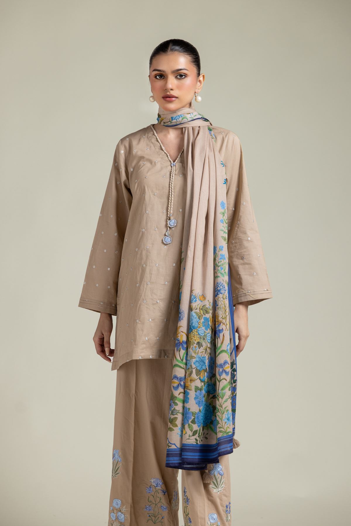 Embroidered Cambric Short Cambric Kurta - 1-26-204-A-A1-VG
