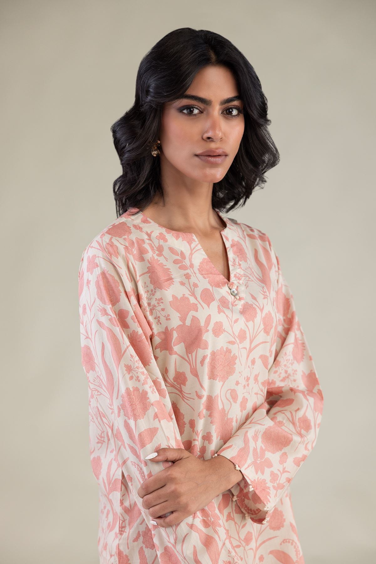 Embroidered Cambric Floral Cambric Kurta - 1-26-229-B-F1-VG